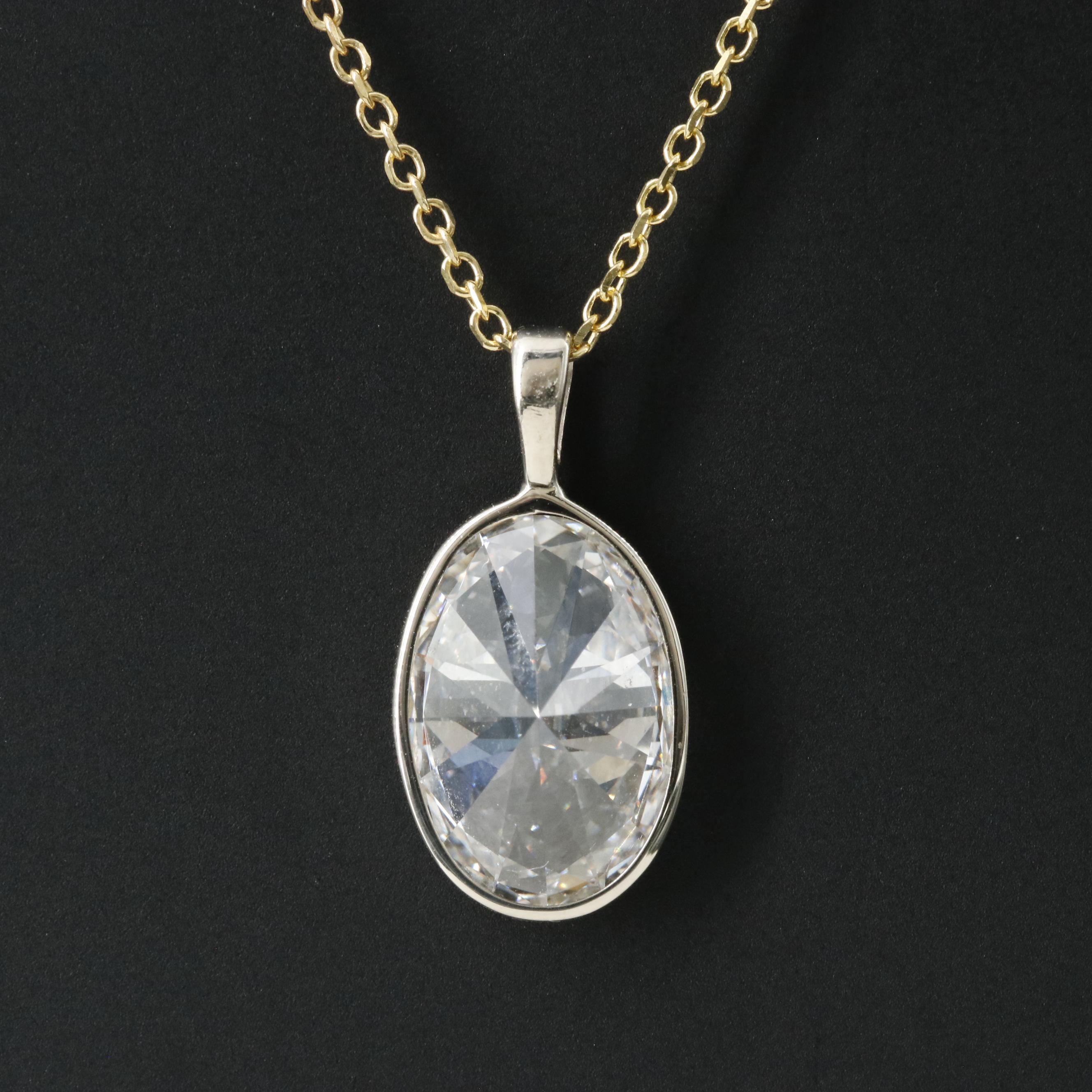 14K Two Tone Gold 3.04 CT Lab Grown Diamond Pendant Necklace with IGI Report