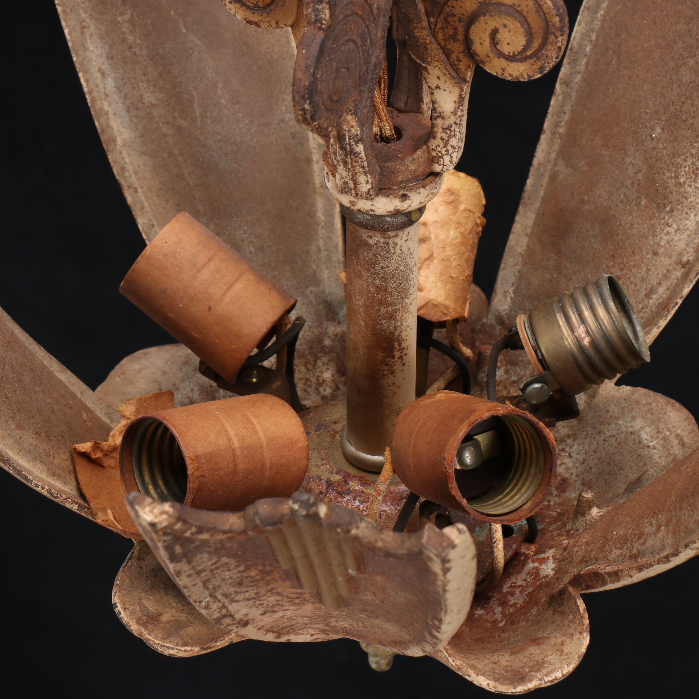 Art Deco Slipper Chandelier with Victorian Five-Light Chandelier, Antique