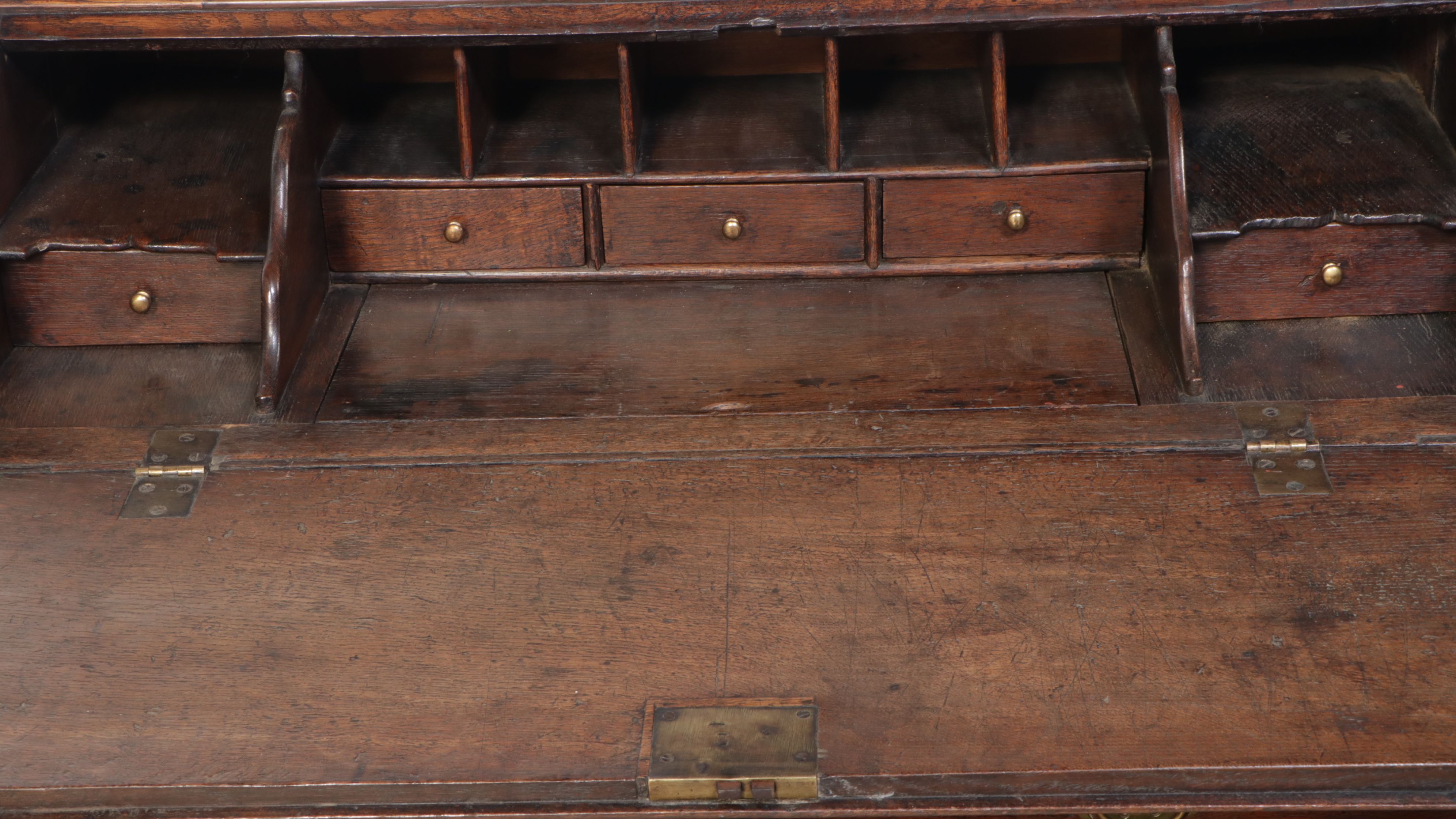 Antique Georgian Style Oak Slant-Front Secretary Desk