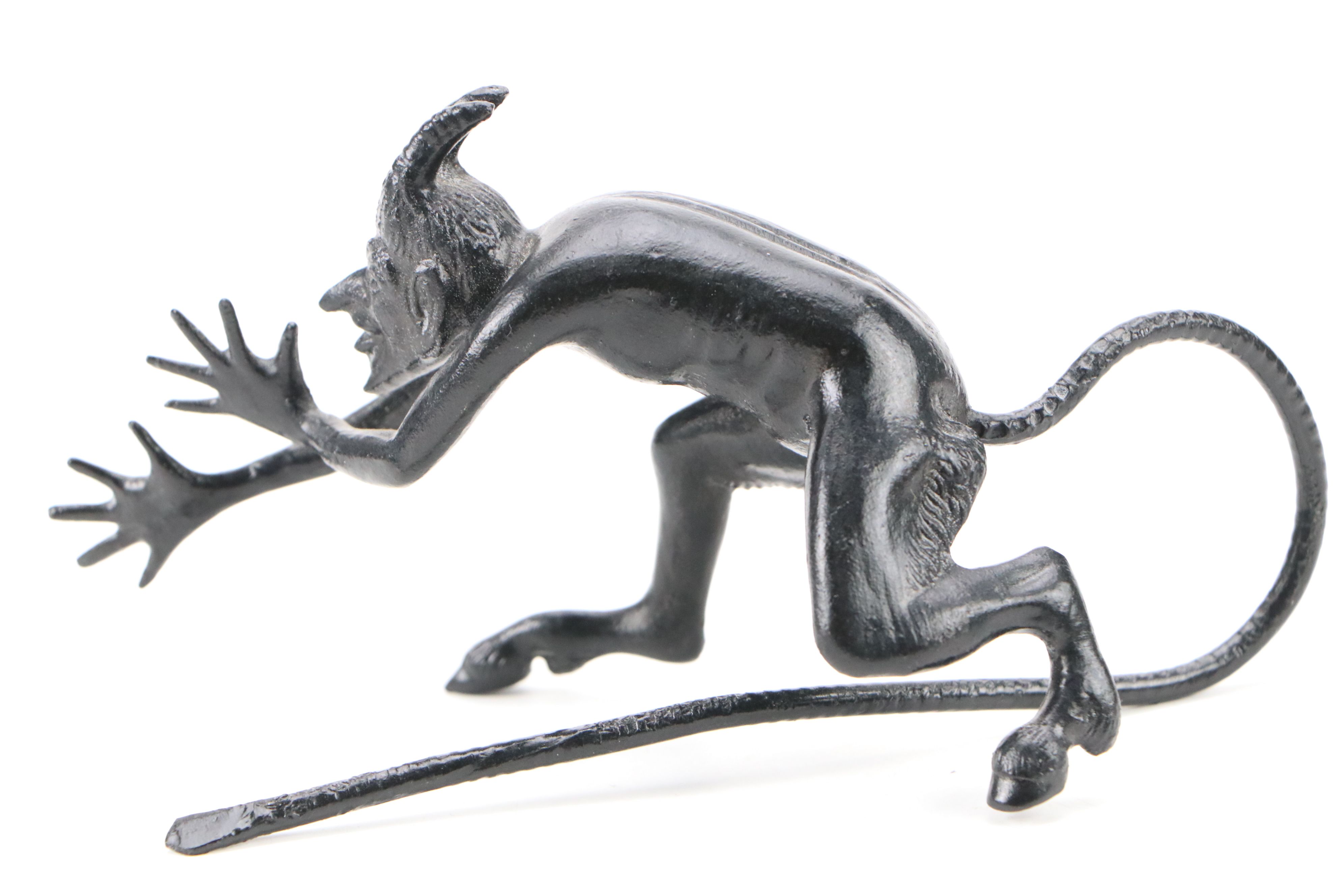 Russian Art Deco Style Cast Iron Mocking Chyort Devil Figurine, 20th Century