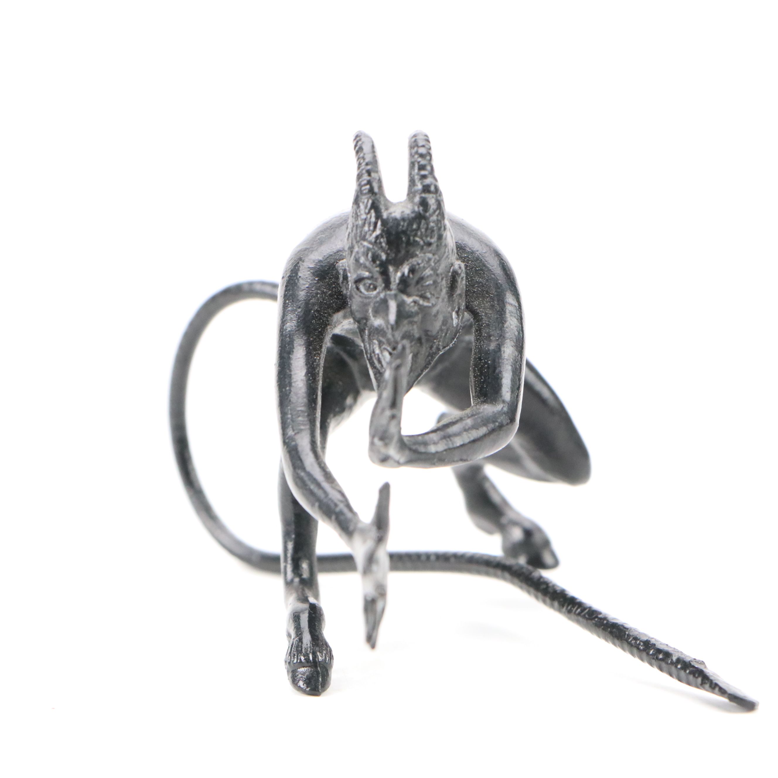 Russian Art Deco Style Cast Iron Mocking Chyort Devil Figurine, 20th Century