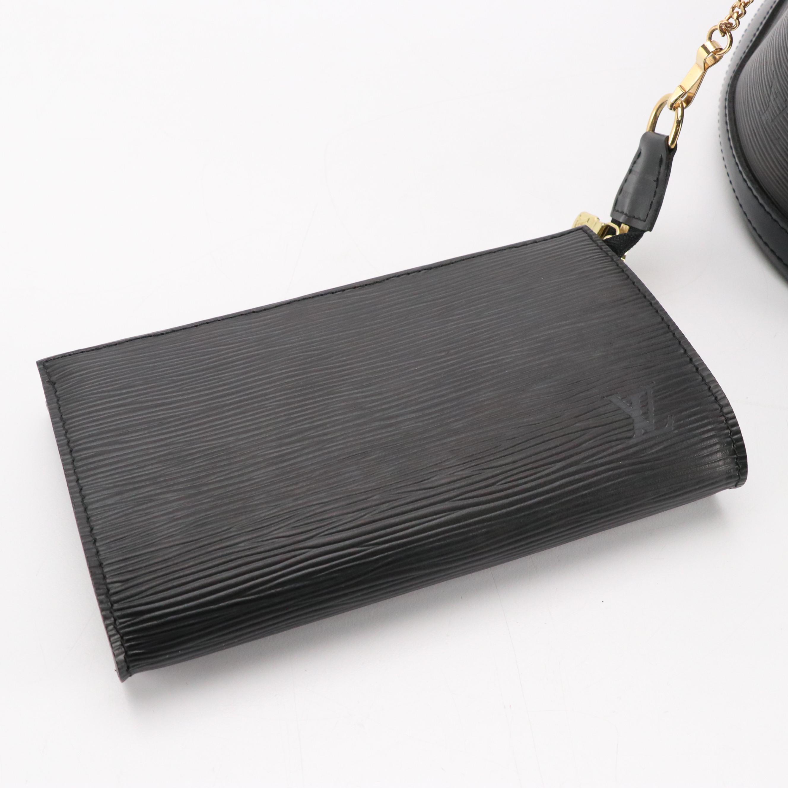 Louis Vuitton Petit Bucket Bag and Zip Pouch in Black Epi Leather