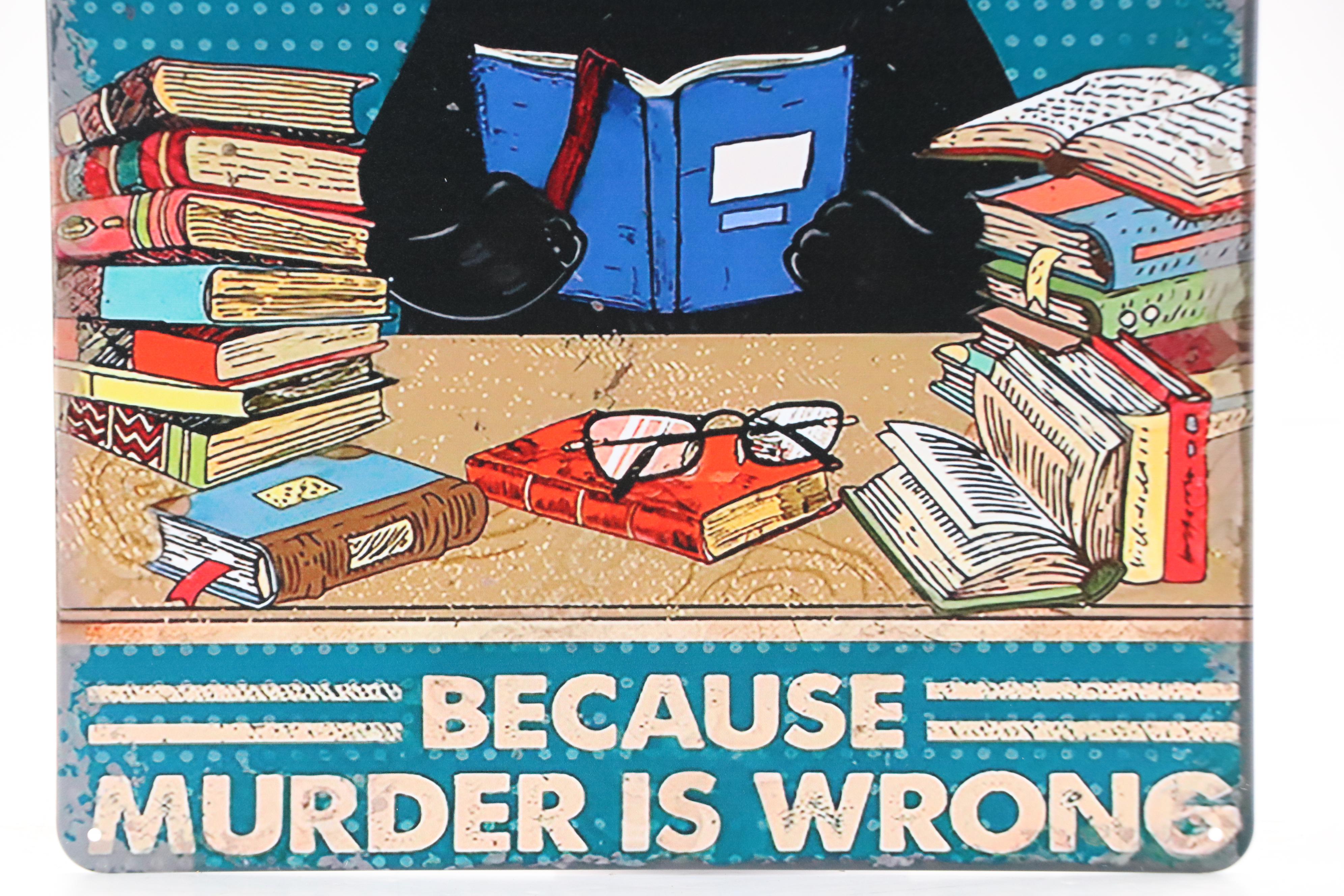 Novelty Cat Giclée "Reading Because Murder is Wrong"