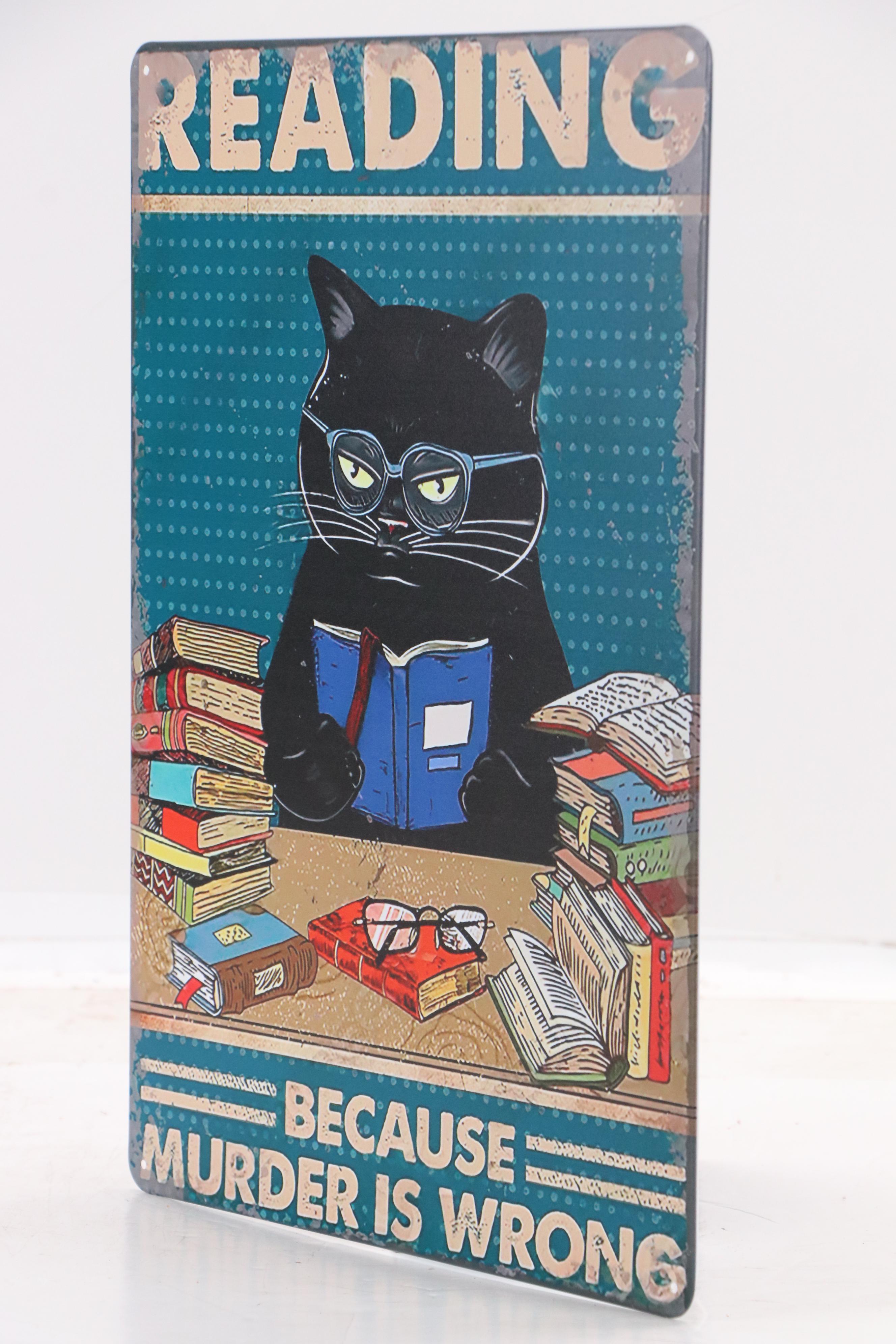 Novelty Cat Giclée "Reading Because Murder is Wrong"
