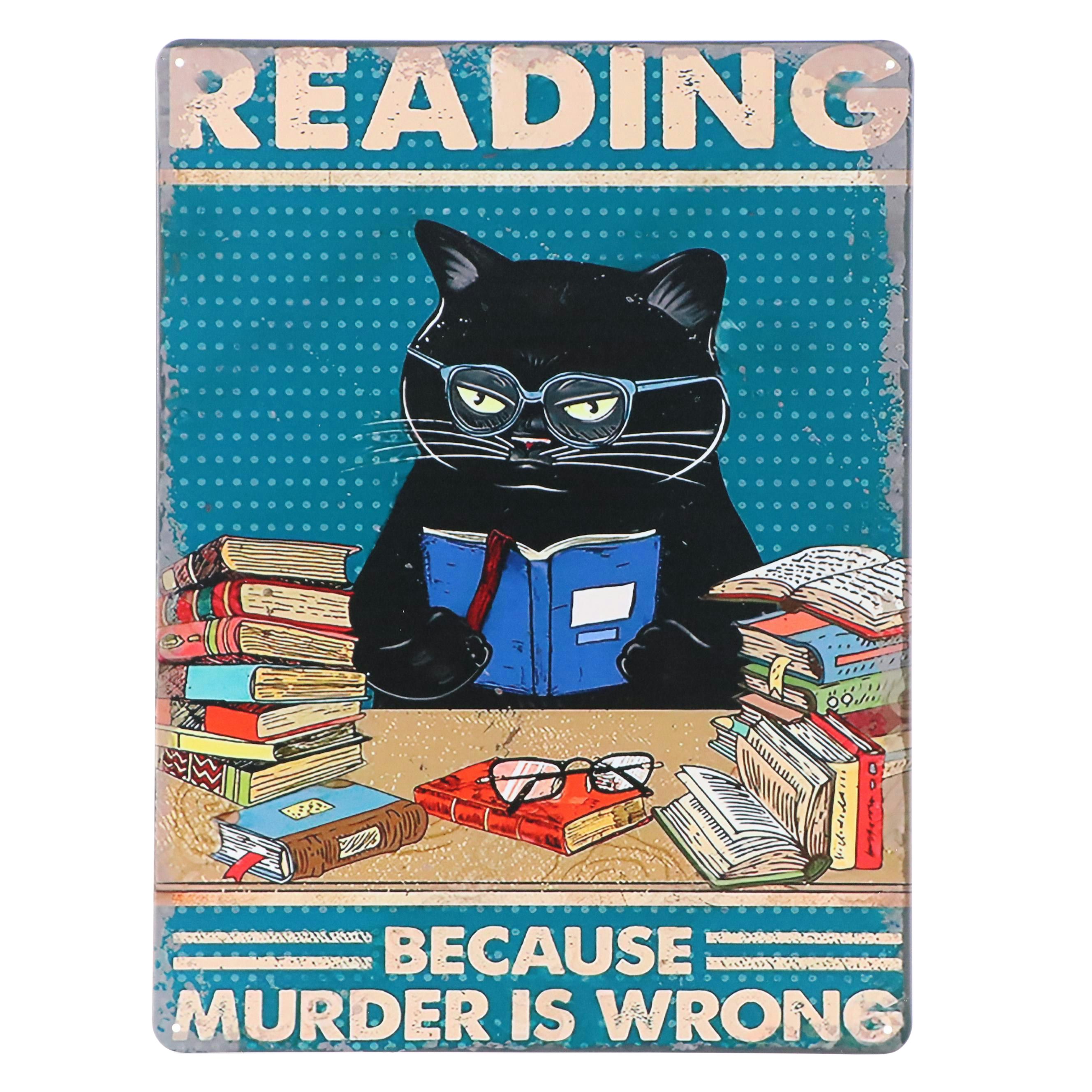 Novelty Cat Giclée "Reading Because Murder is Wrong"