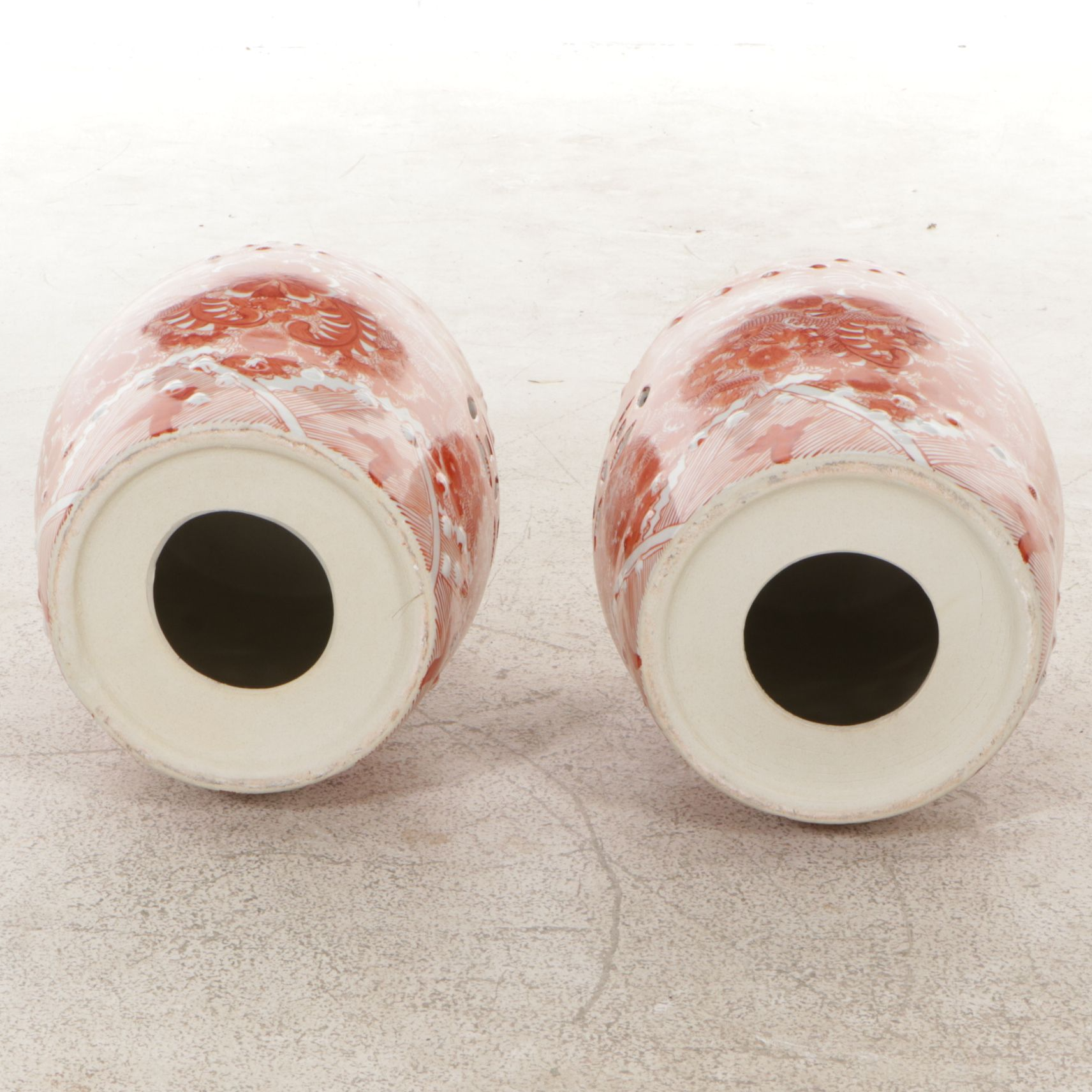 Chinese Glazed Ceramic Garden Seats with Dragons, Pair, 21st Century