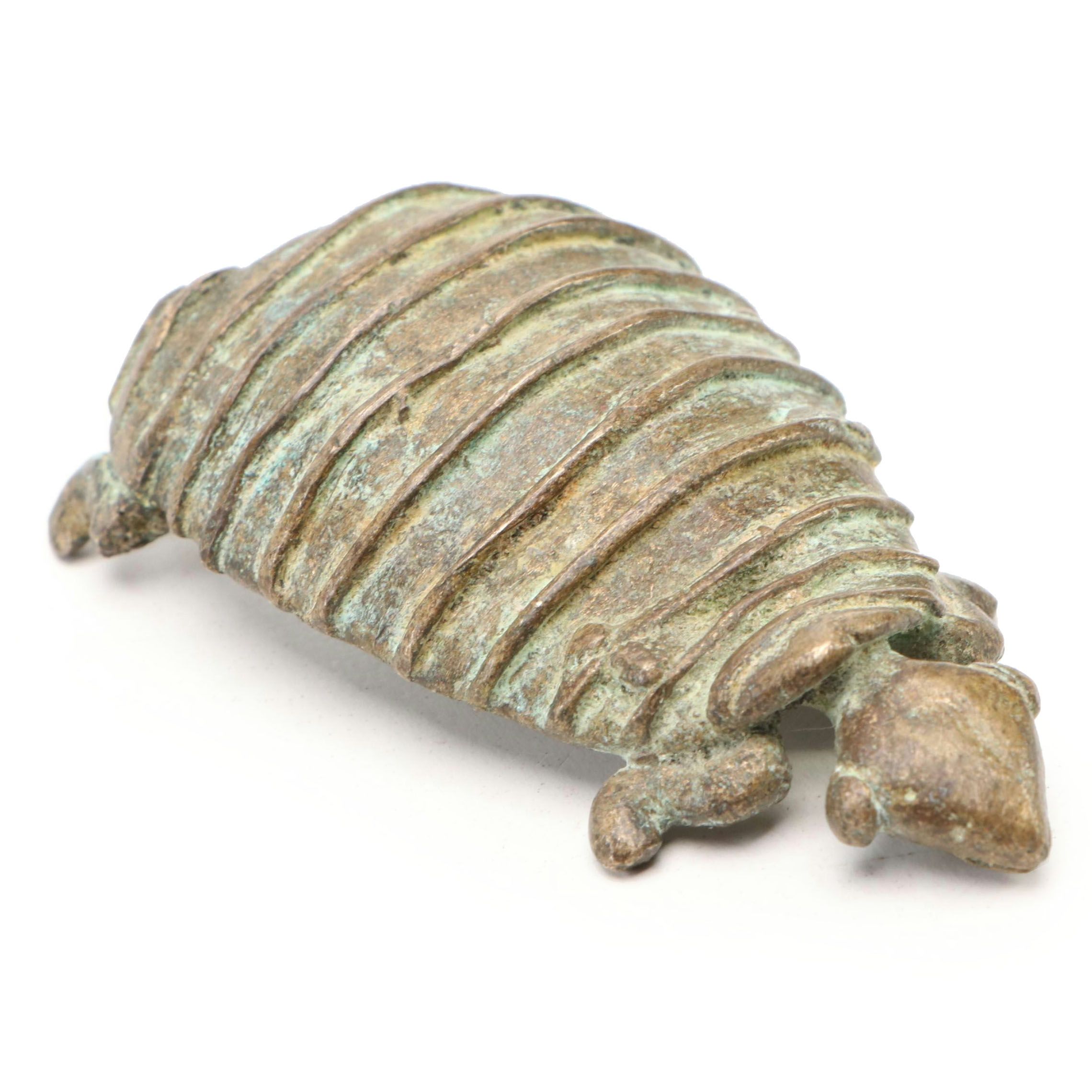 Folk Art Style Cast Metal Turtle Figurine