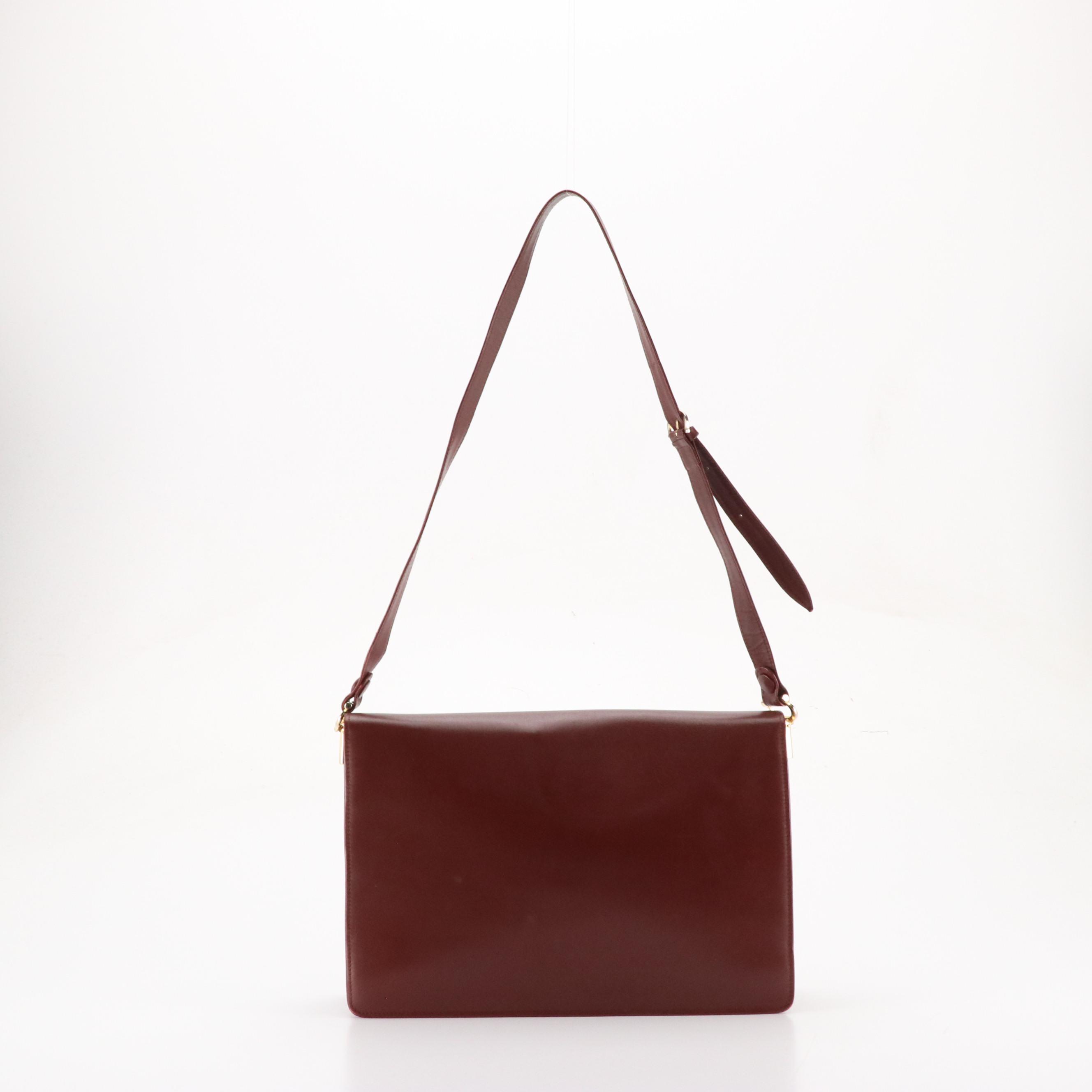 Cartier Les Must de Cartier Burgundy Leather Front-Flap Shoulder Bag