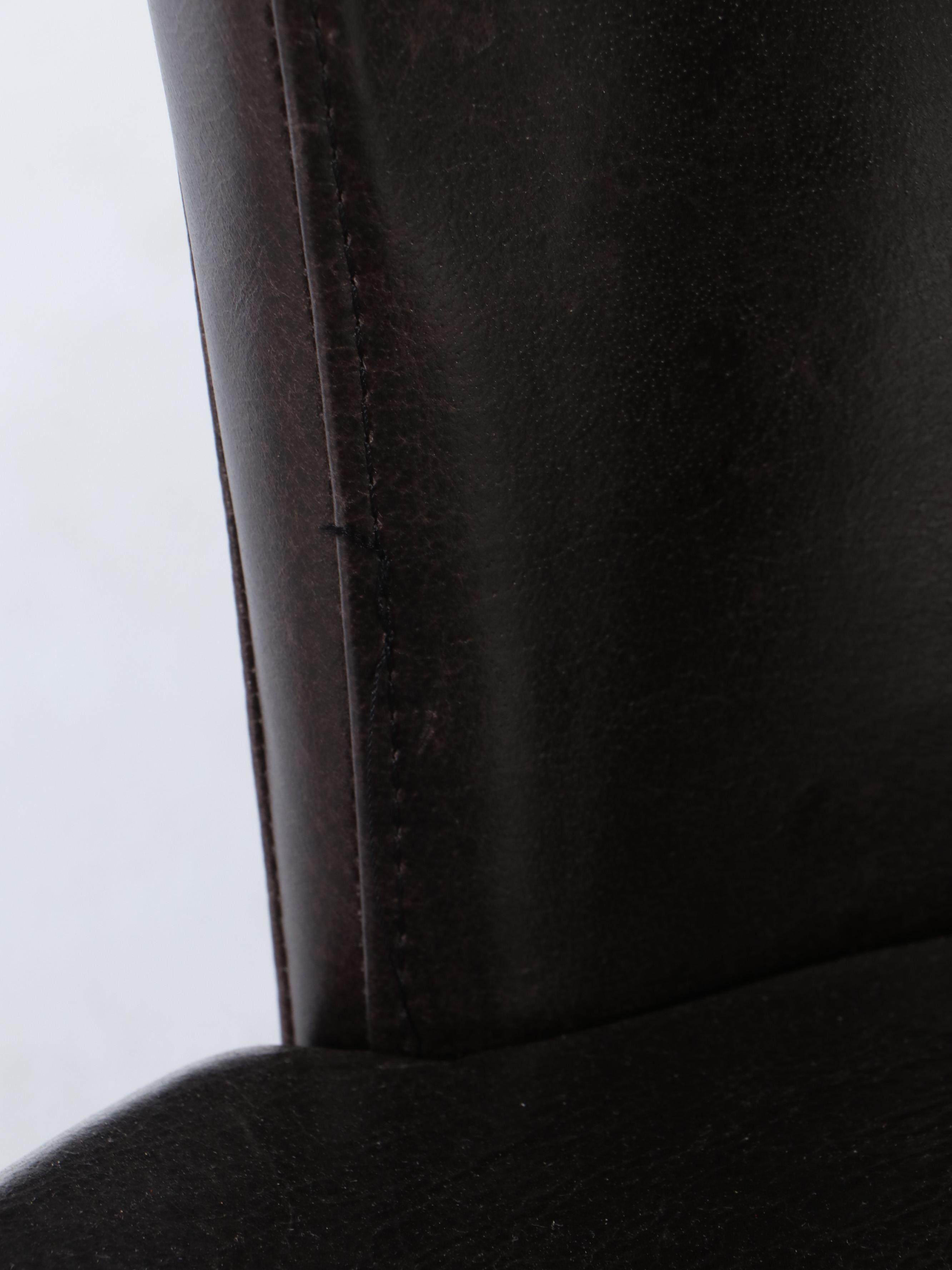 CB2 Modernist Metal Frame and Leather Dining Chairs, Pair, 2018