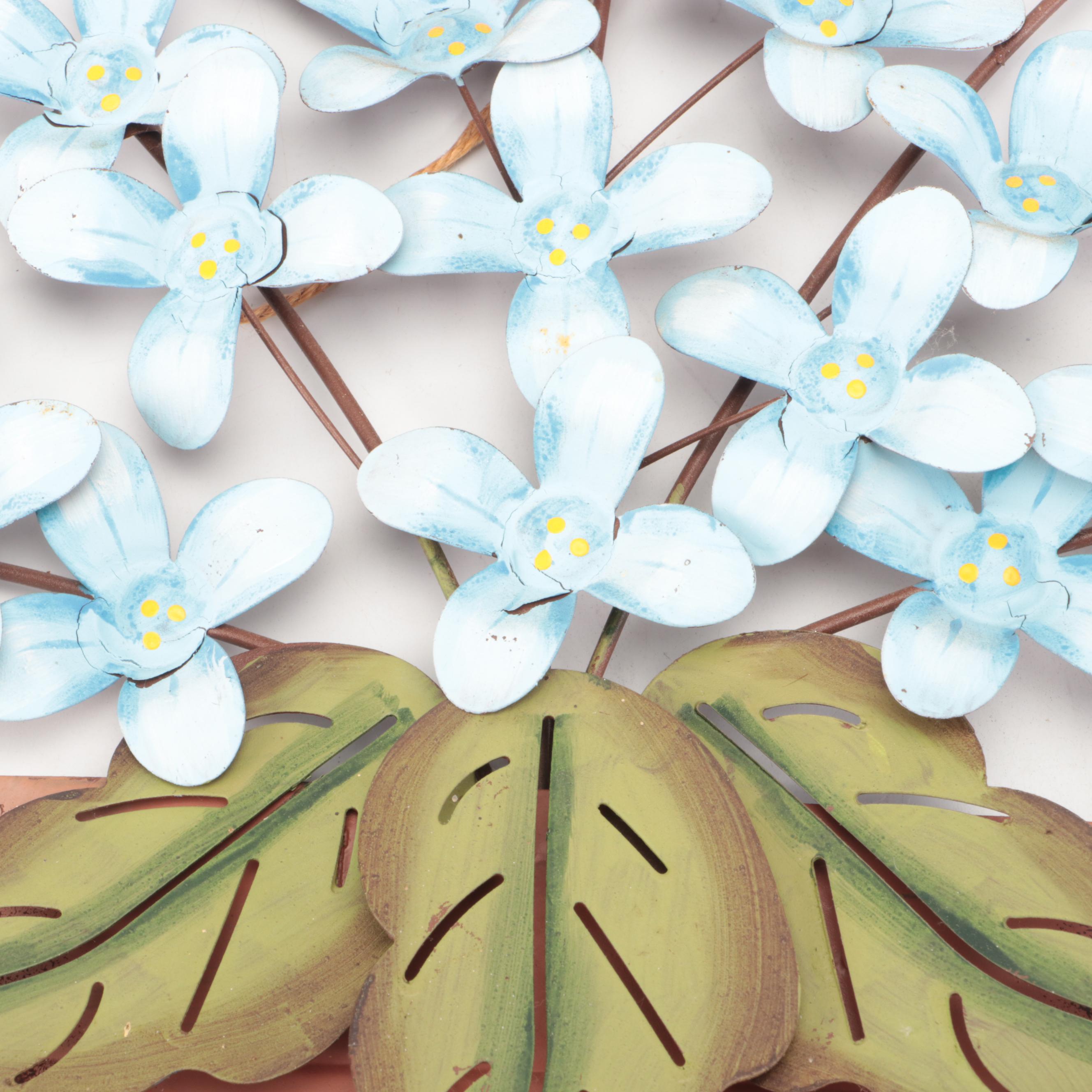 Potted Flowers and Cacti Decorative Metal Wall Hangings