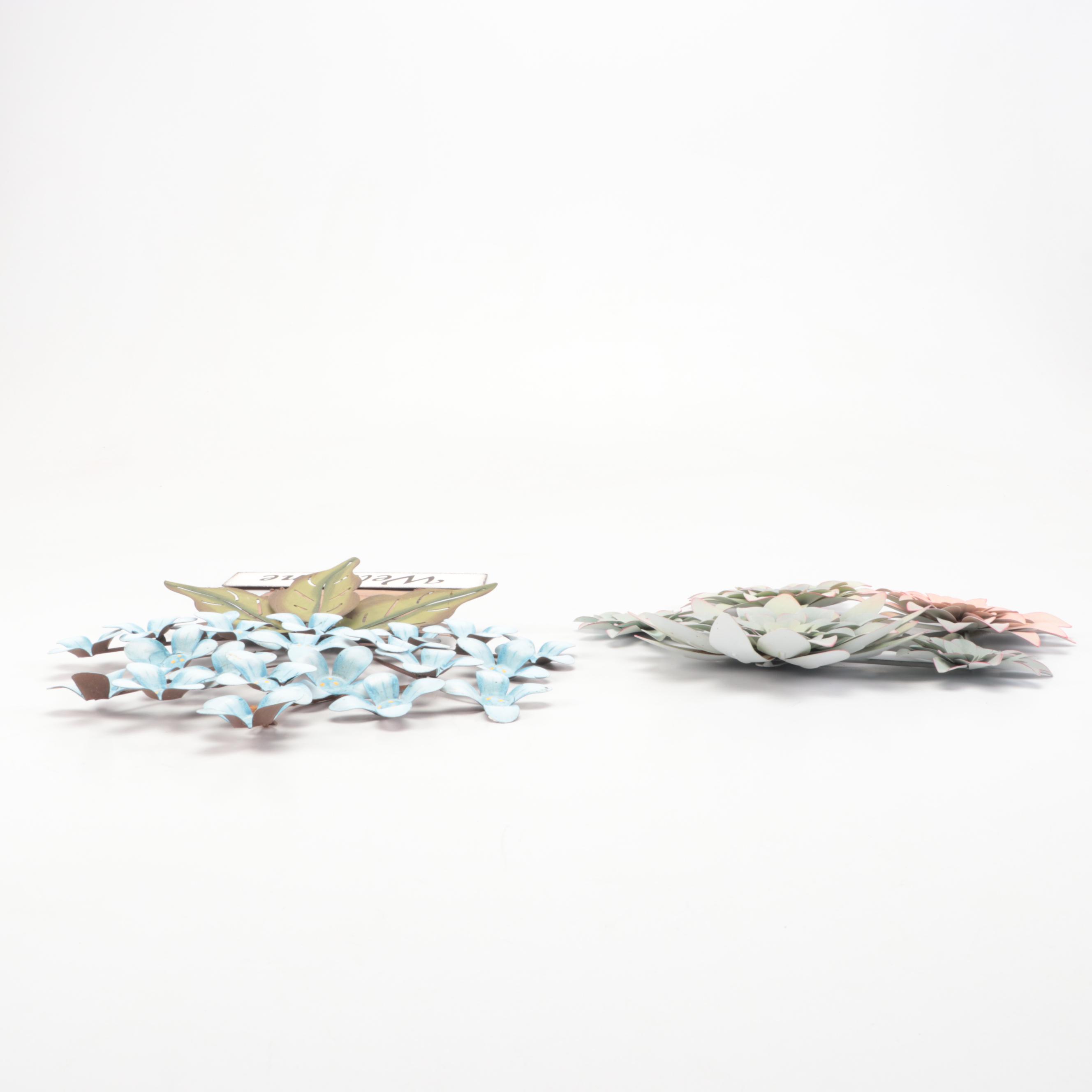 Potted Flowers and Cacti Decorative Metal Wall Hangings