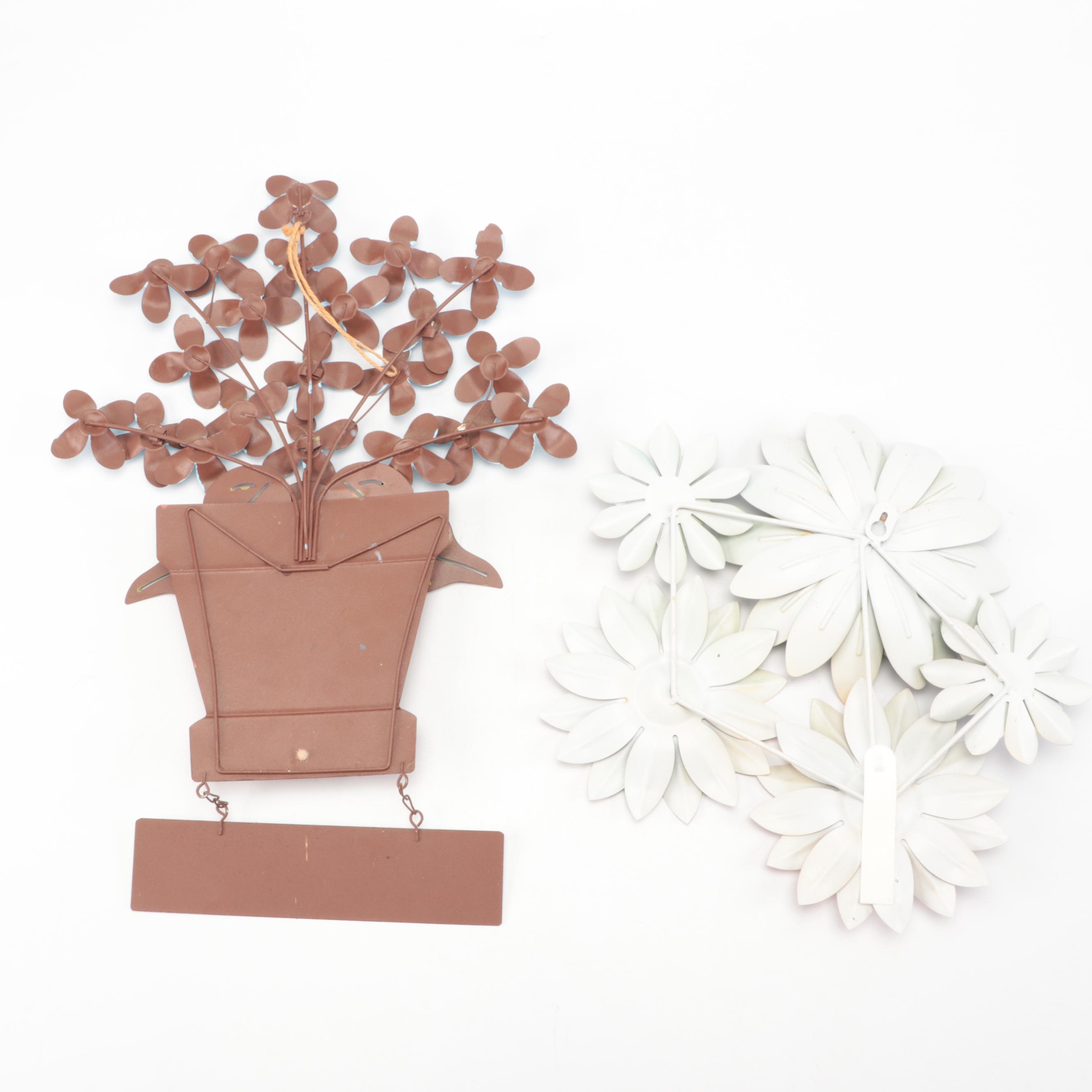 Potted Flowers and Cacti Decorative Metal Wall Hangings