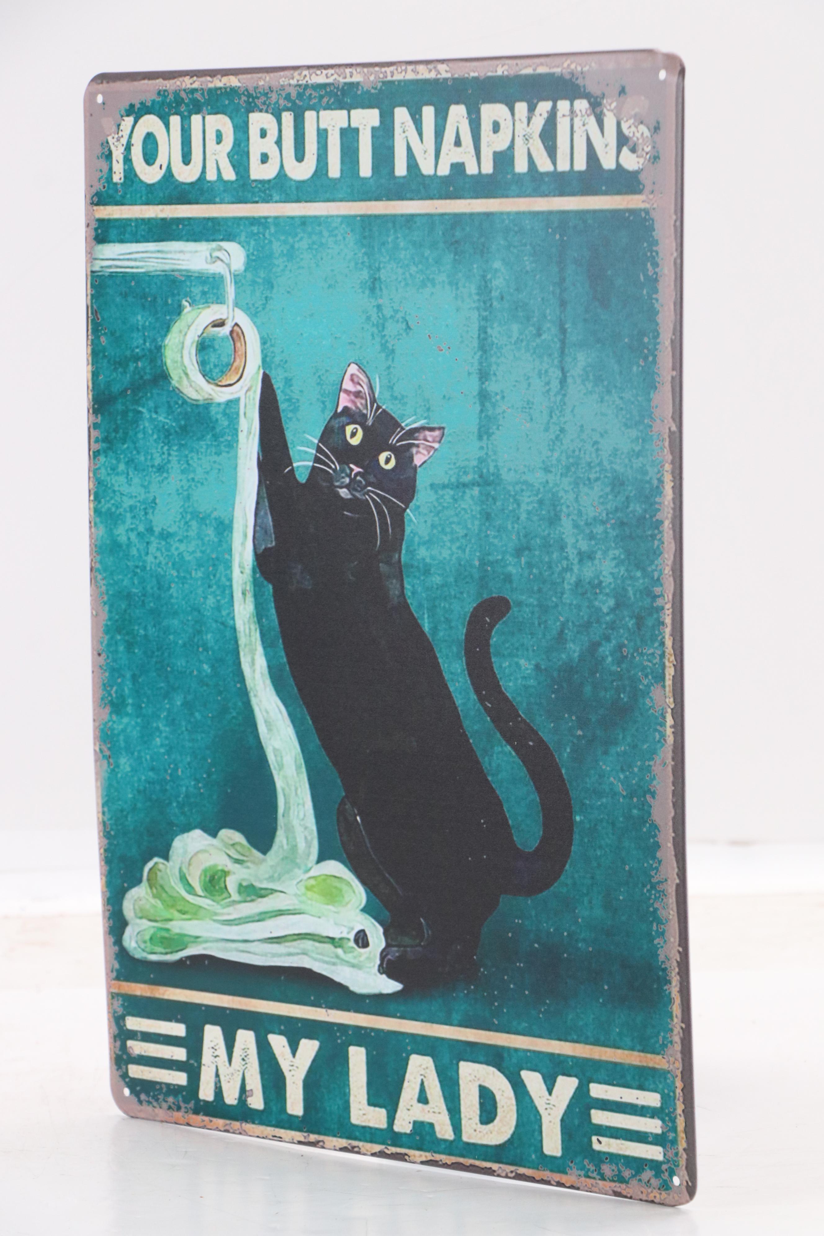 Novelty Cat Giclée "Your Butt Napkins My Lady"