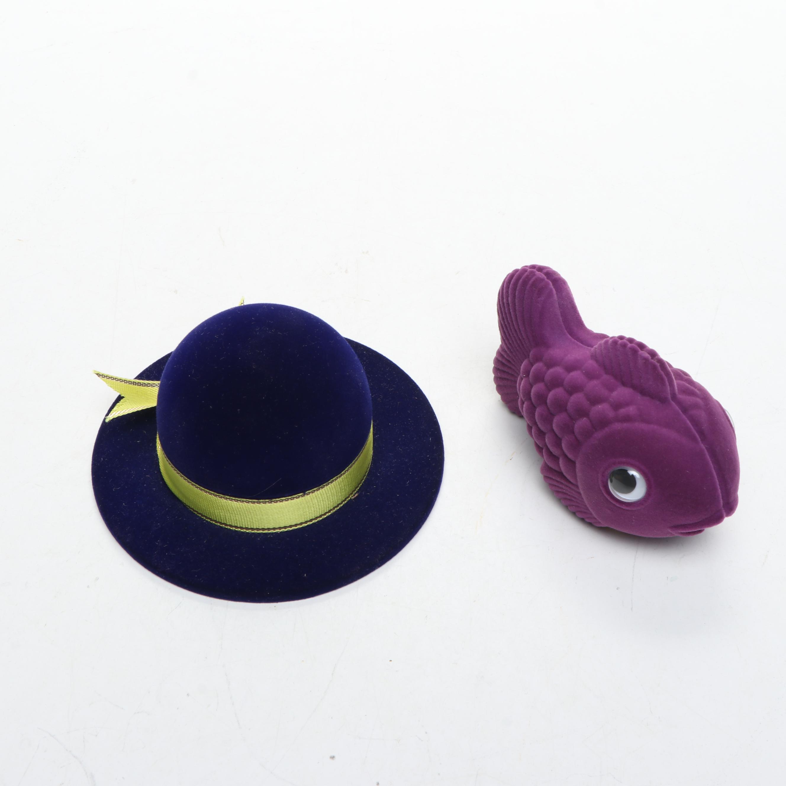 266 Flocked Fish Ring Boxes and 20 Hat Earring Boxes