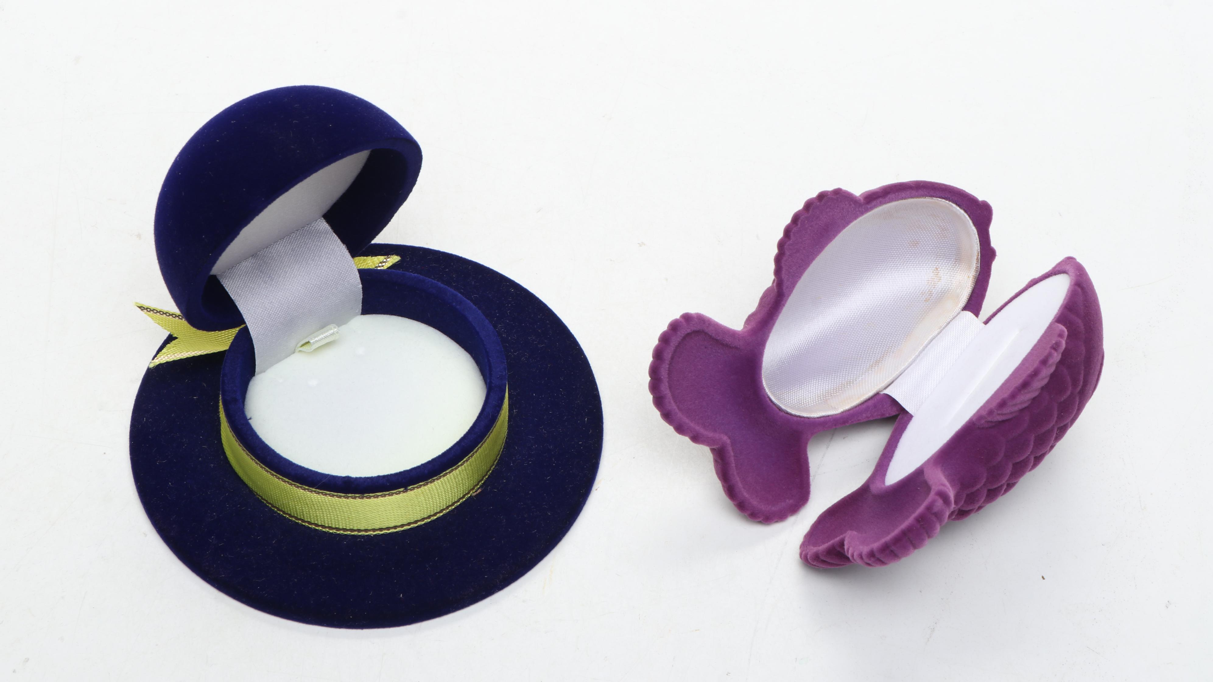 266 Flocked Fish Ring Boxes and 20 Hat Earring Boxes