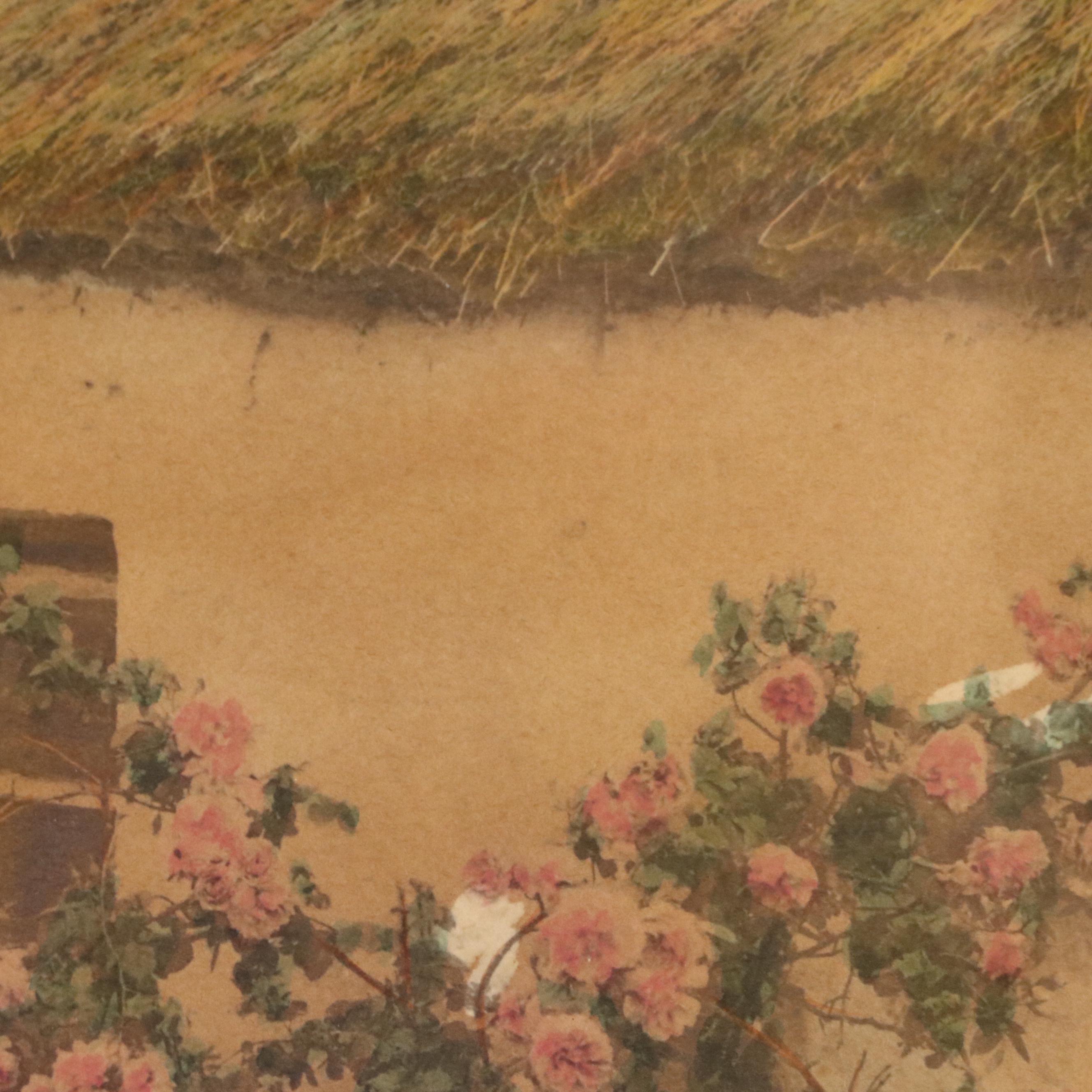 Wallace Nutting Floral Hand-Colored Platinum Photograph Framed with Mirror