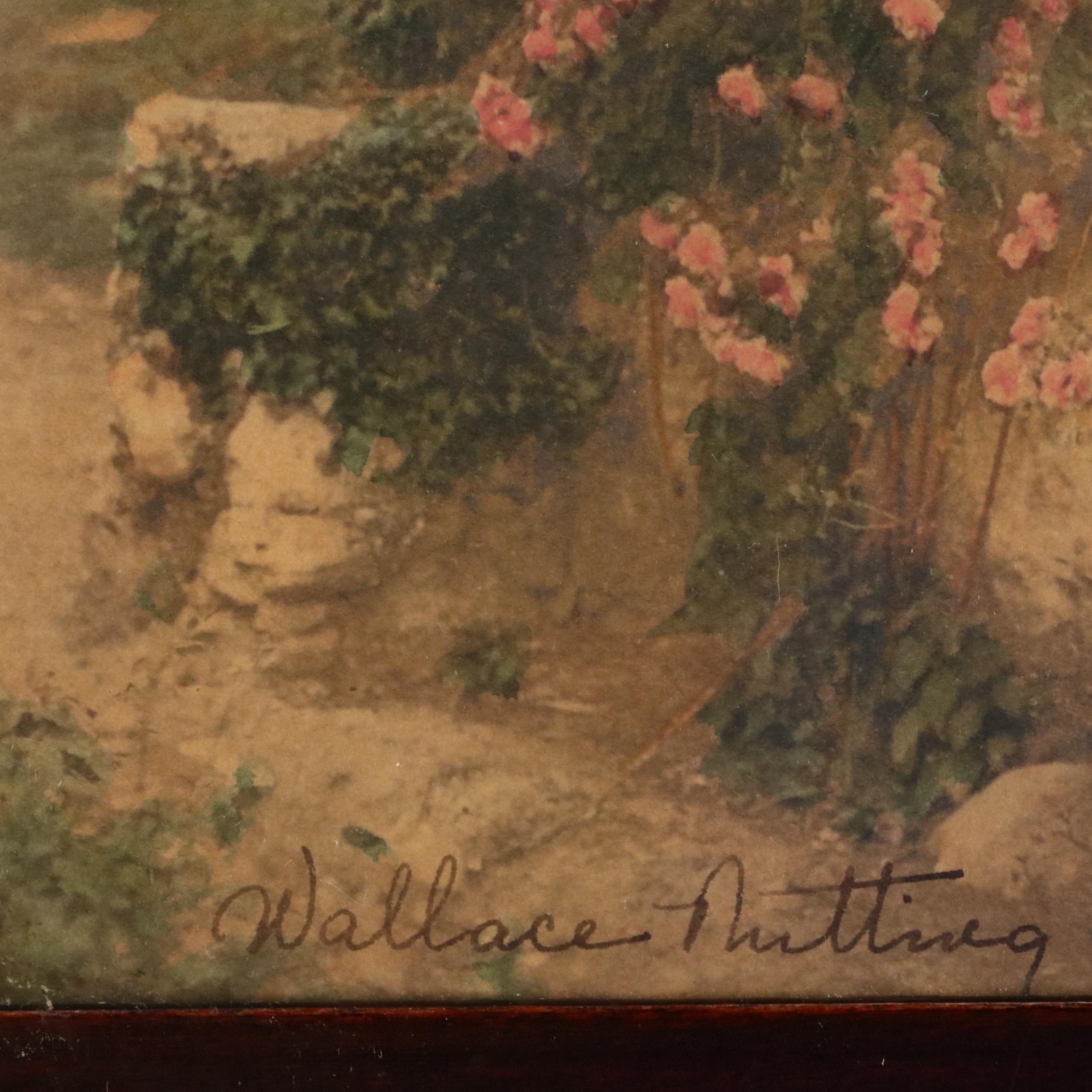 Wallace Nutting Floral Hand-Colored Platinum Photograph Framed with Mirror