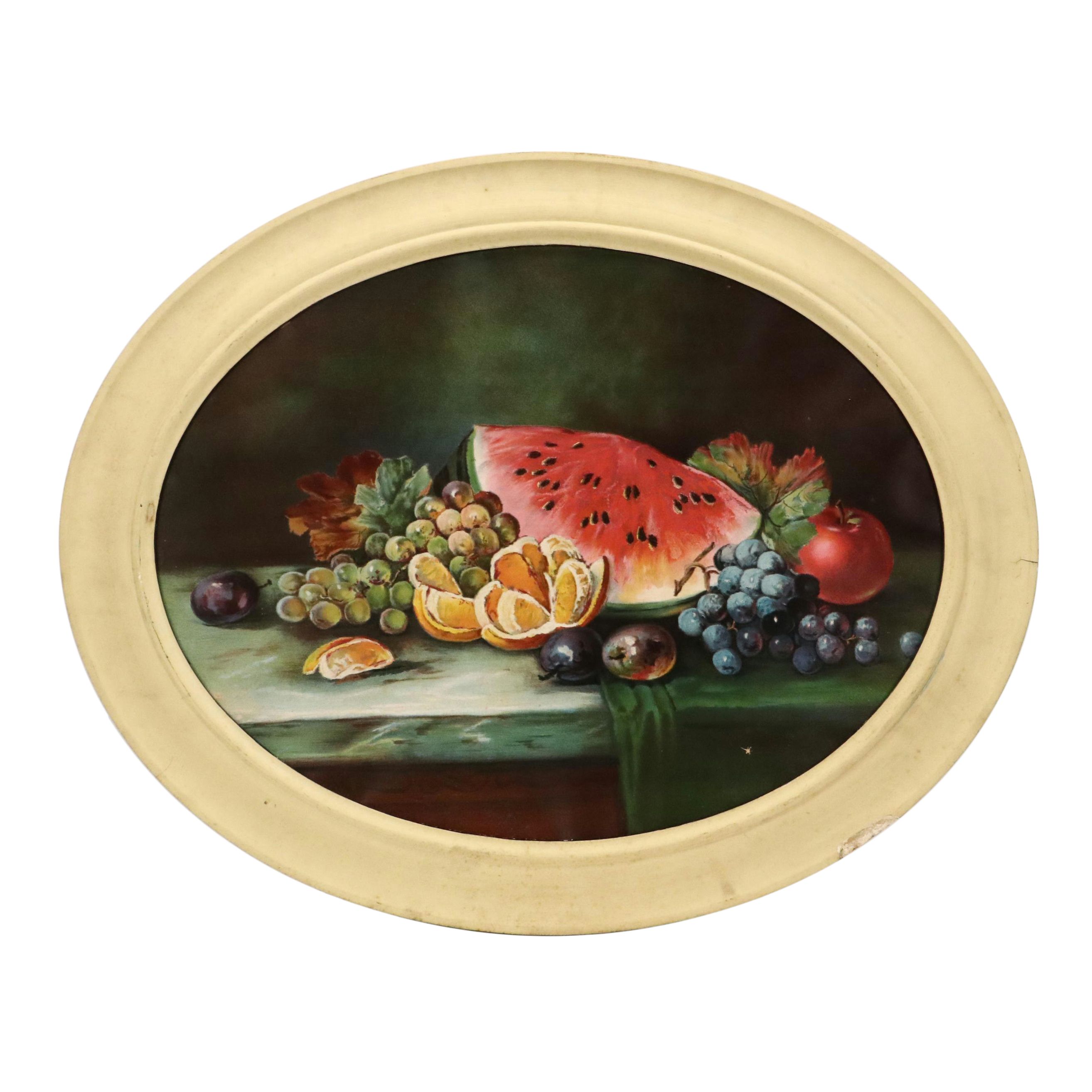 Still Life Chromolithographs "Peaches and Pears" and Other Array of Fruit
