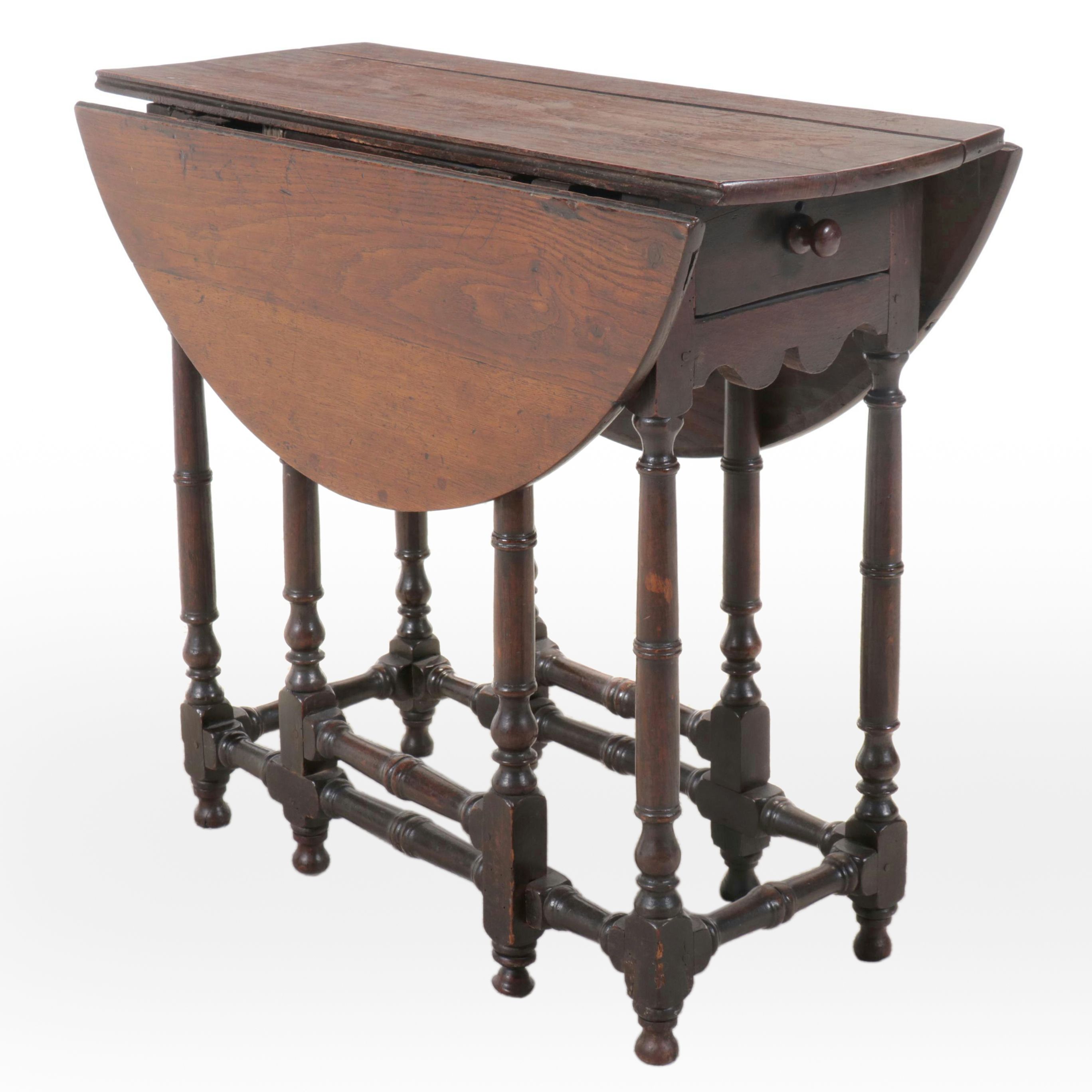 William and Mary Style Oak Gate-Leg Table, Early 20th Century