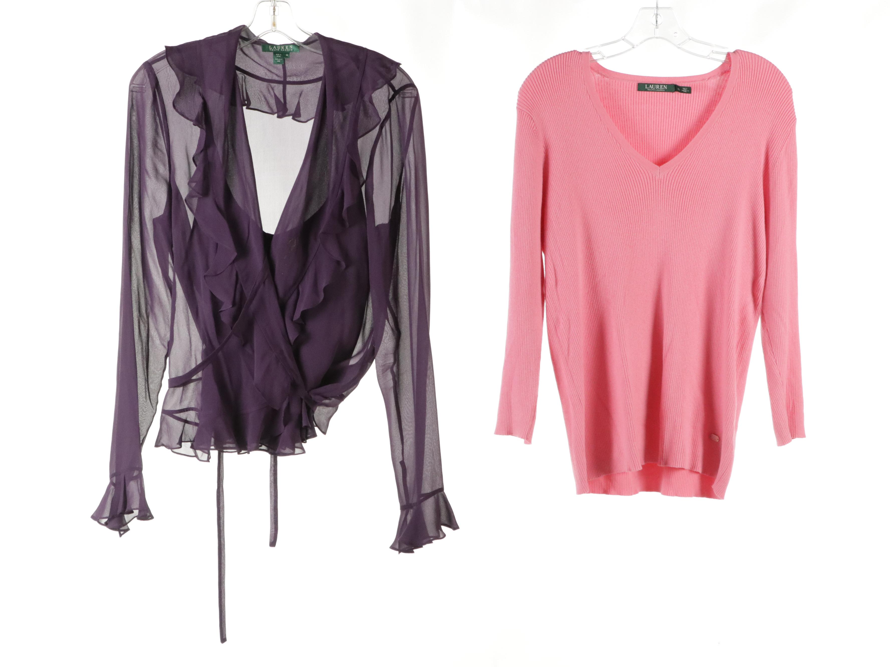 Lauren Ralph Lauren Purple Silk Wrap Top, Paisley Maxi Skirt, Sweaters and More