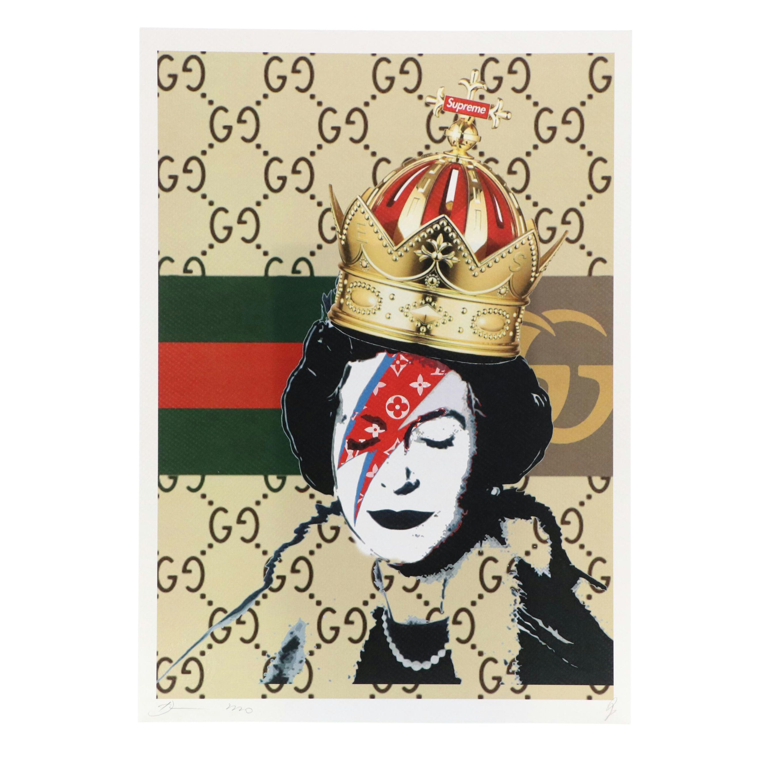 Death NYC Graphic Digital Print Featuring Gucci and Queen Elizabeth