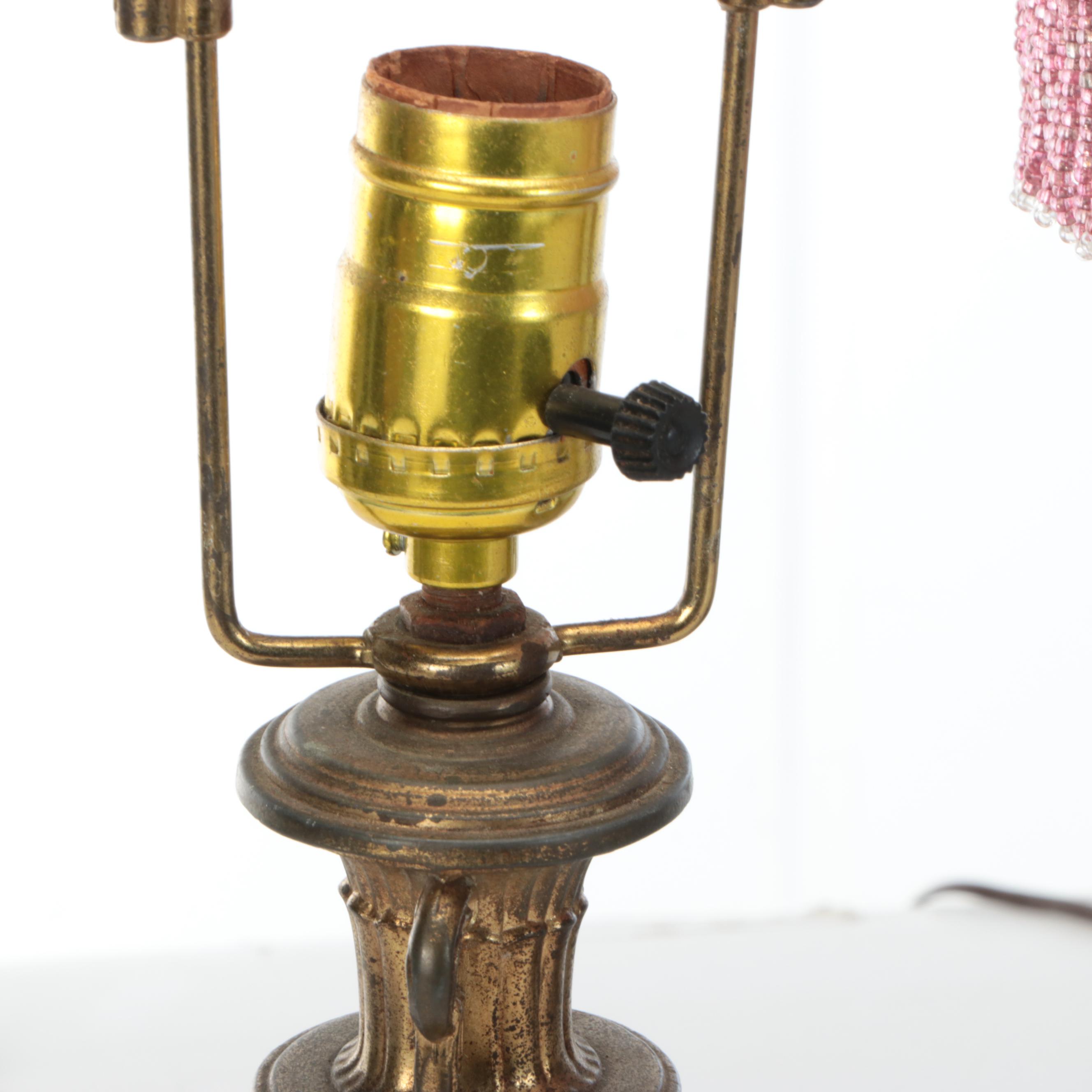 Victorian Style Bent Metal and Stone Table Lamps