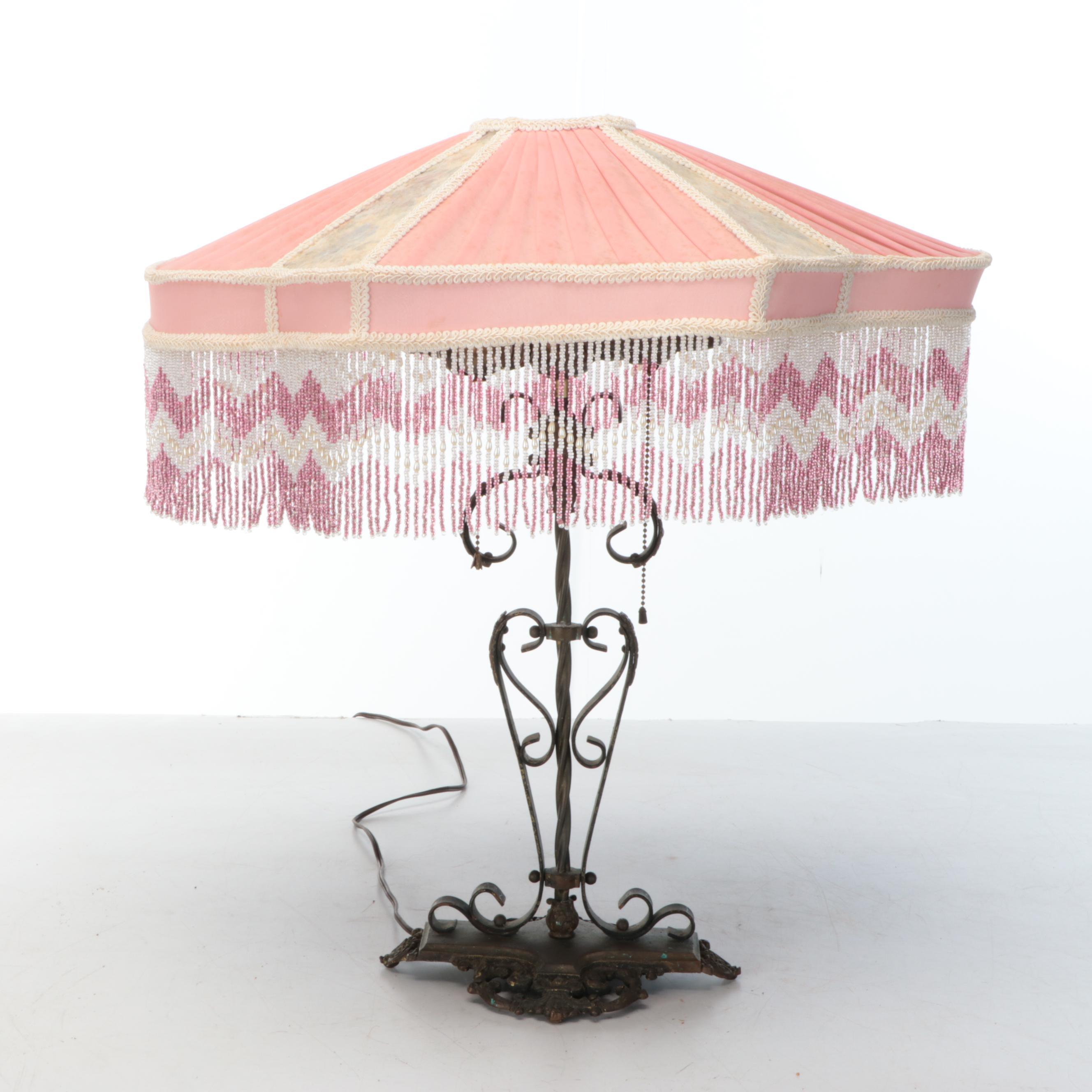 Victorian Style Bent Metal and Stone Table Lamps