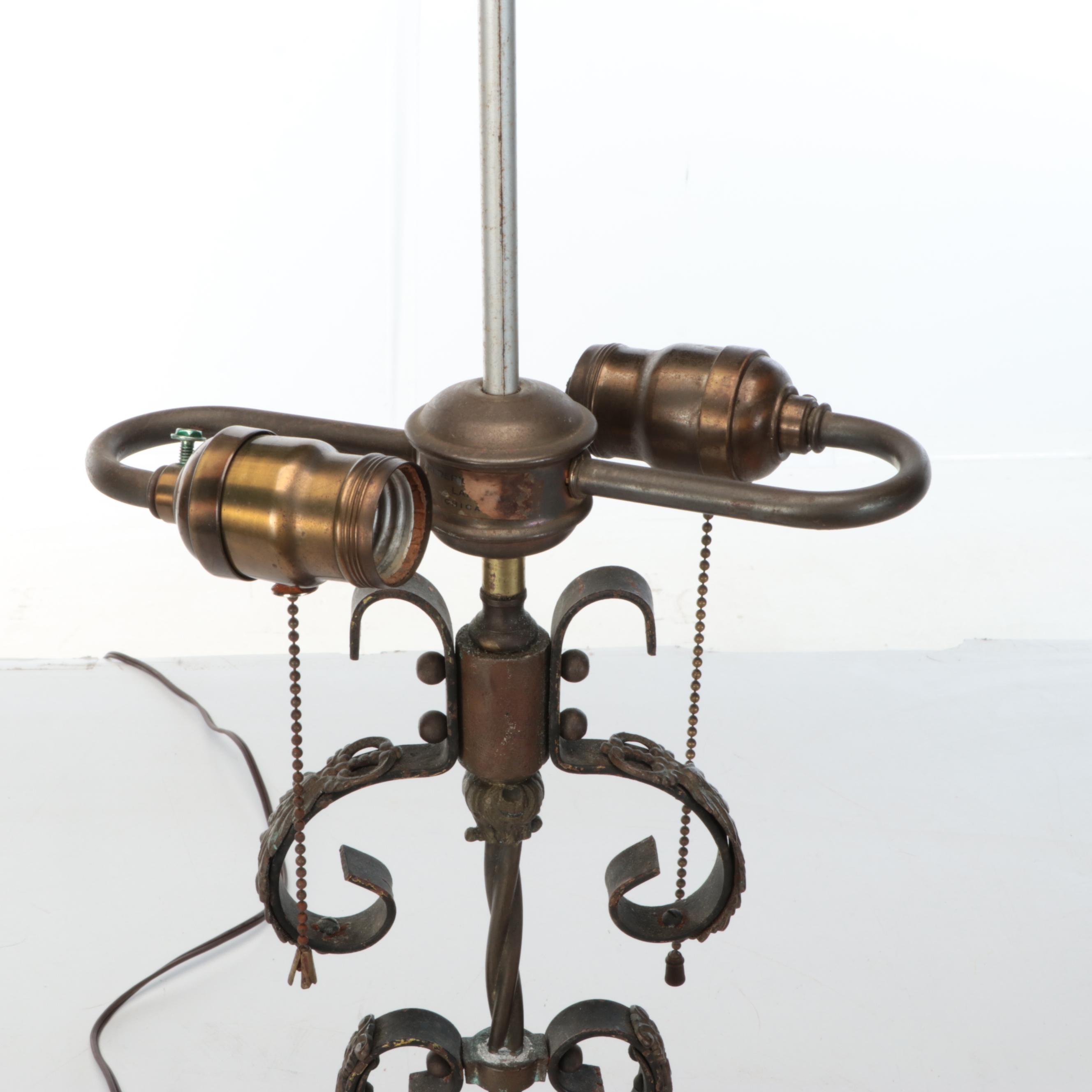Victorian Style Bent Metal and Stone Table Lamps