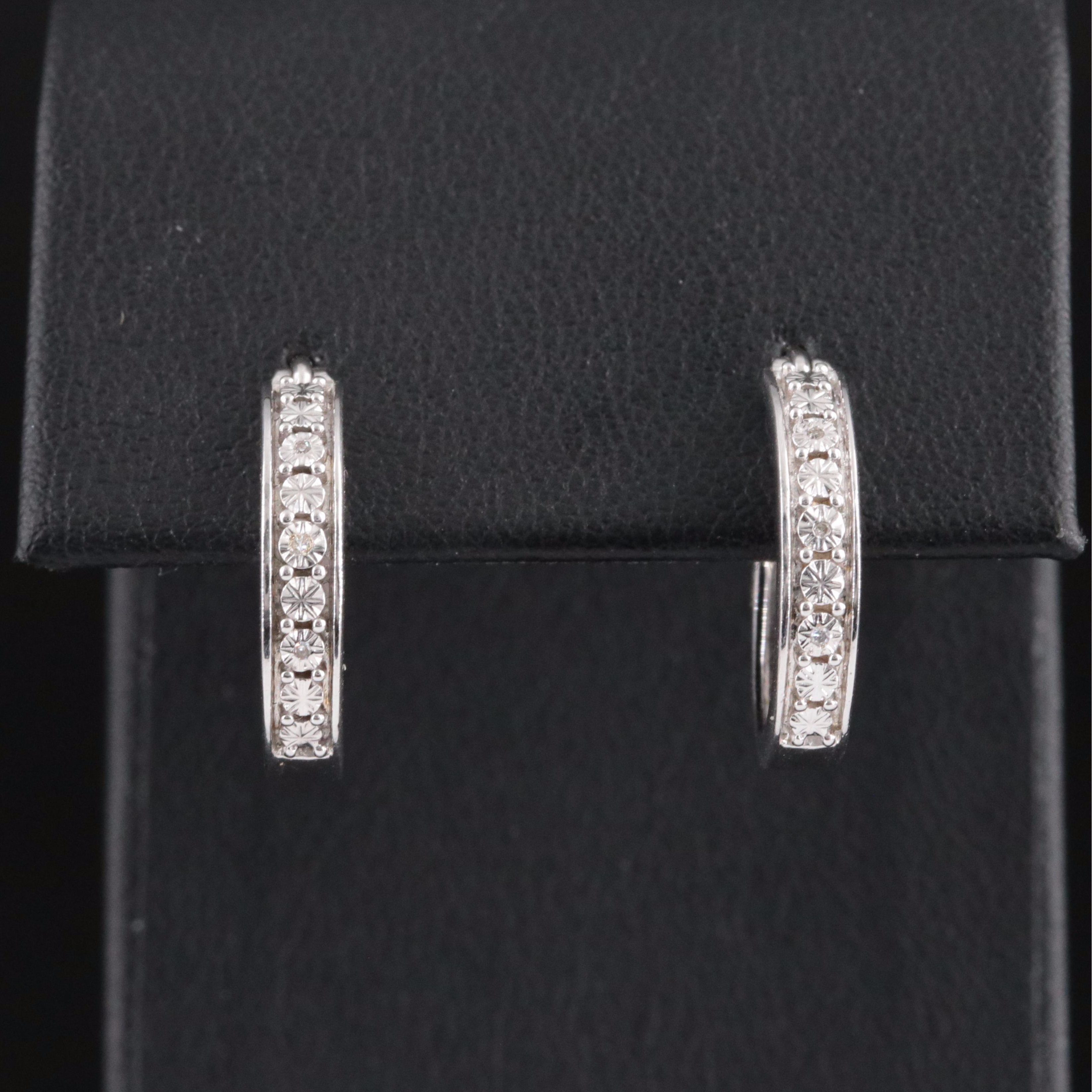 Sterling Diamond Hoop Earrings
