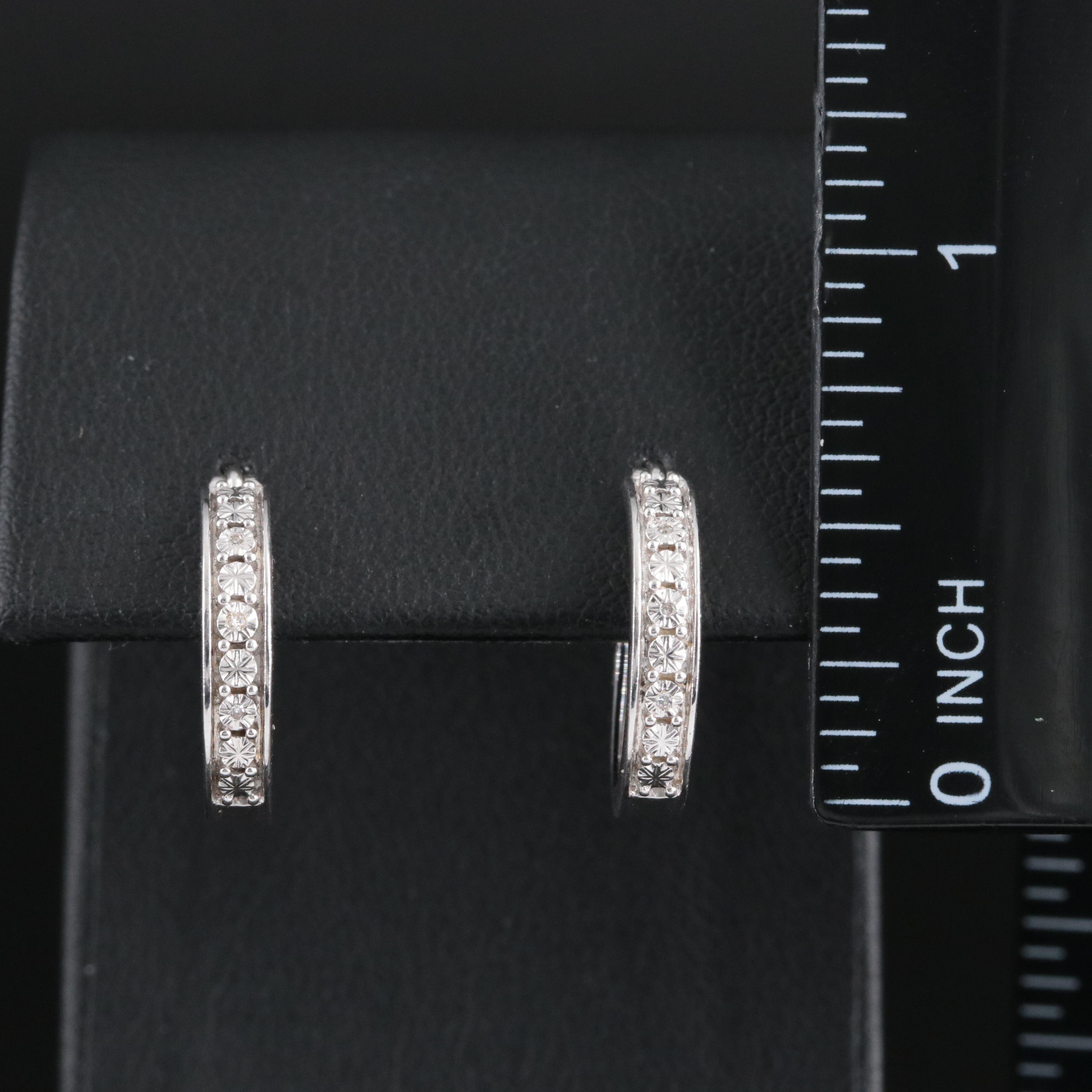 Sterling Diamond Hoop Earrings