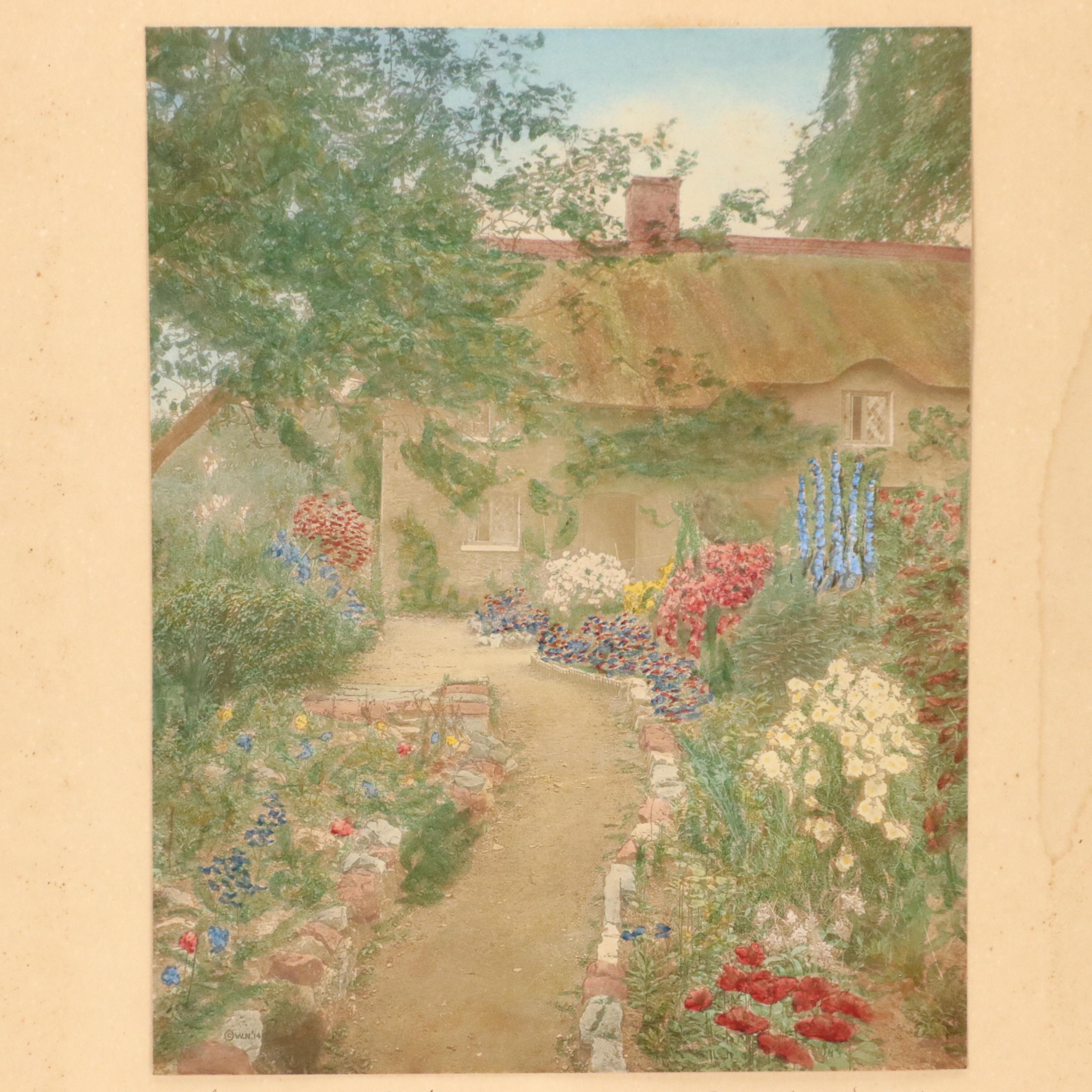 Wallace Nutting Hand-Colored Platinum Photographs "The Swimming Pool" and More