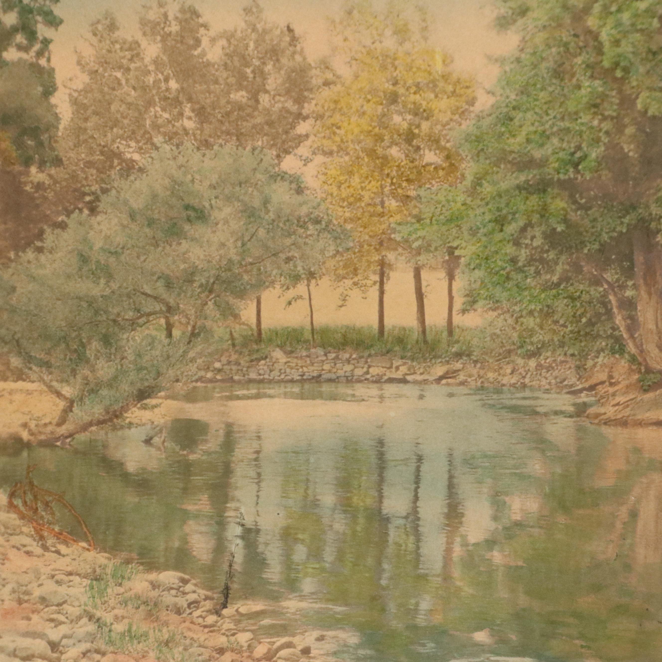 Wallace Nutting Hand-Colored Platinum Photographs "The Swimming Pool" and More