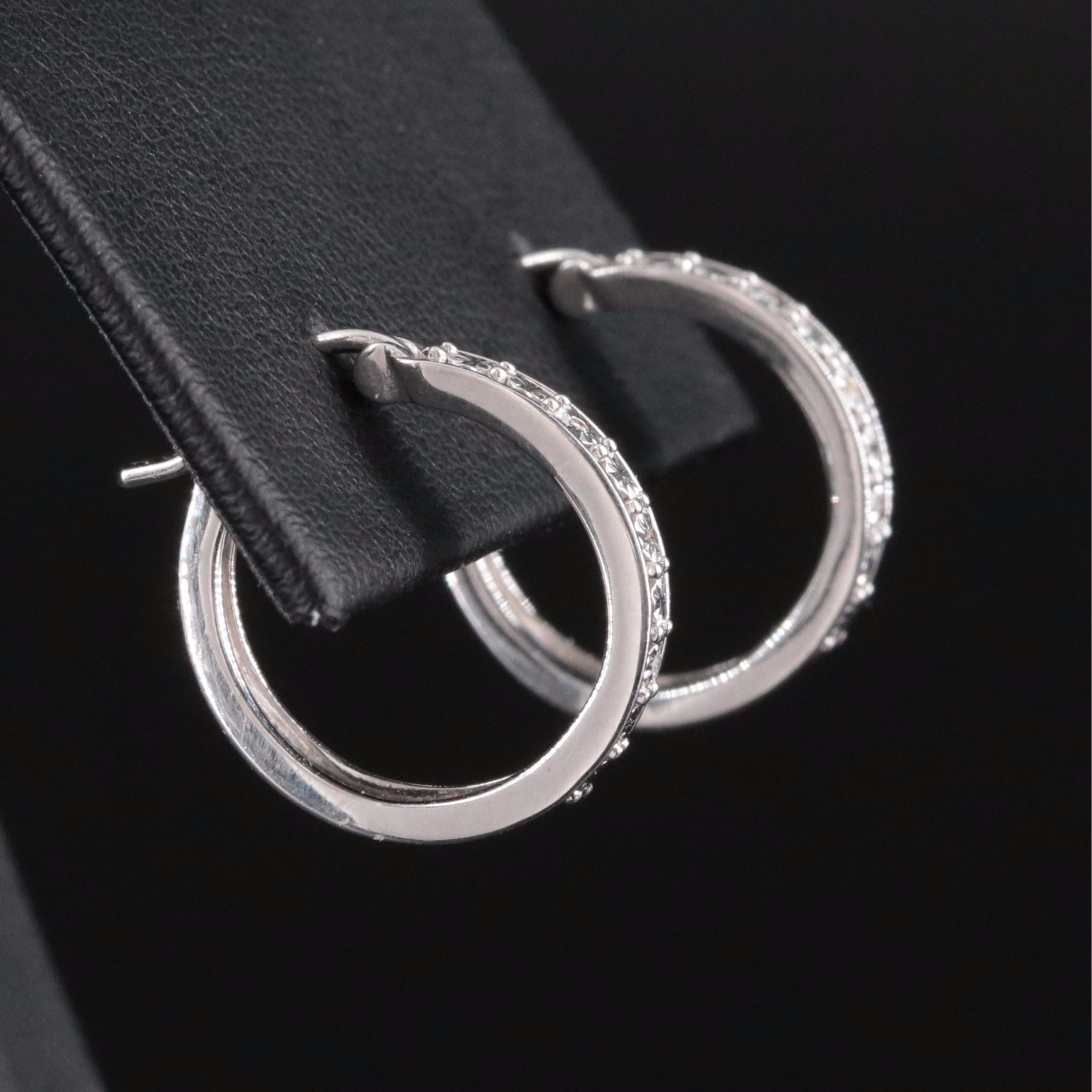 Sterling Diamond Hoop Earrings