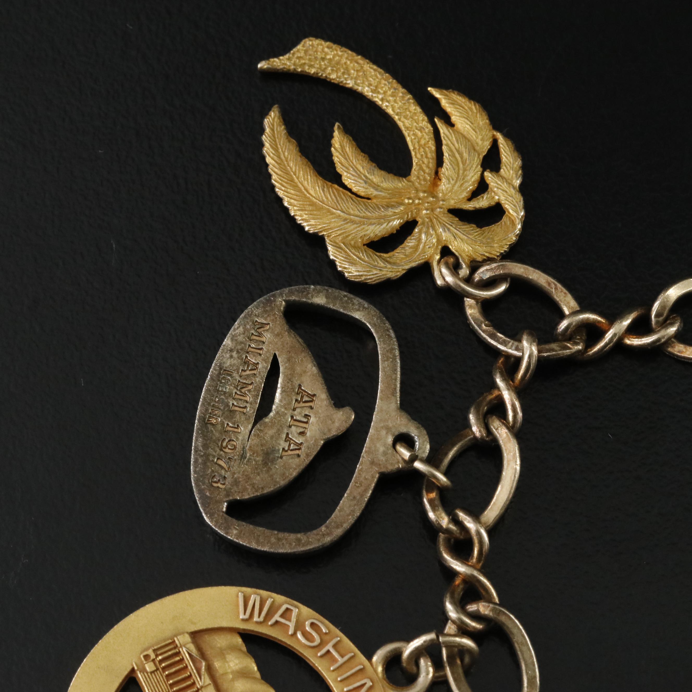 1970s Sterling Charm Bracelet Including 10K and Gold-Filled