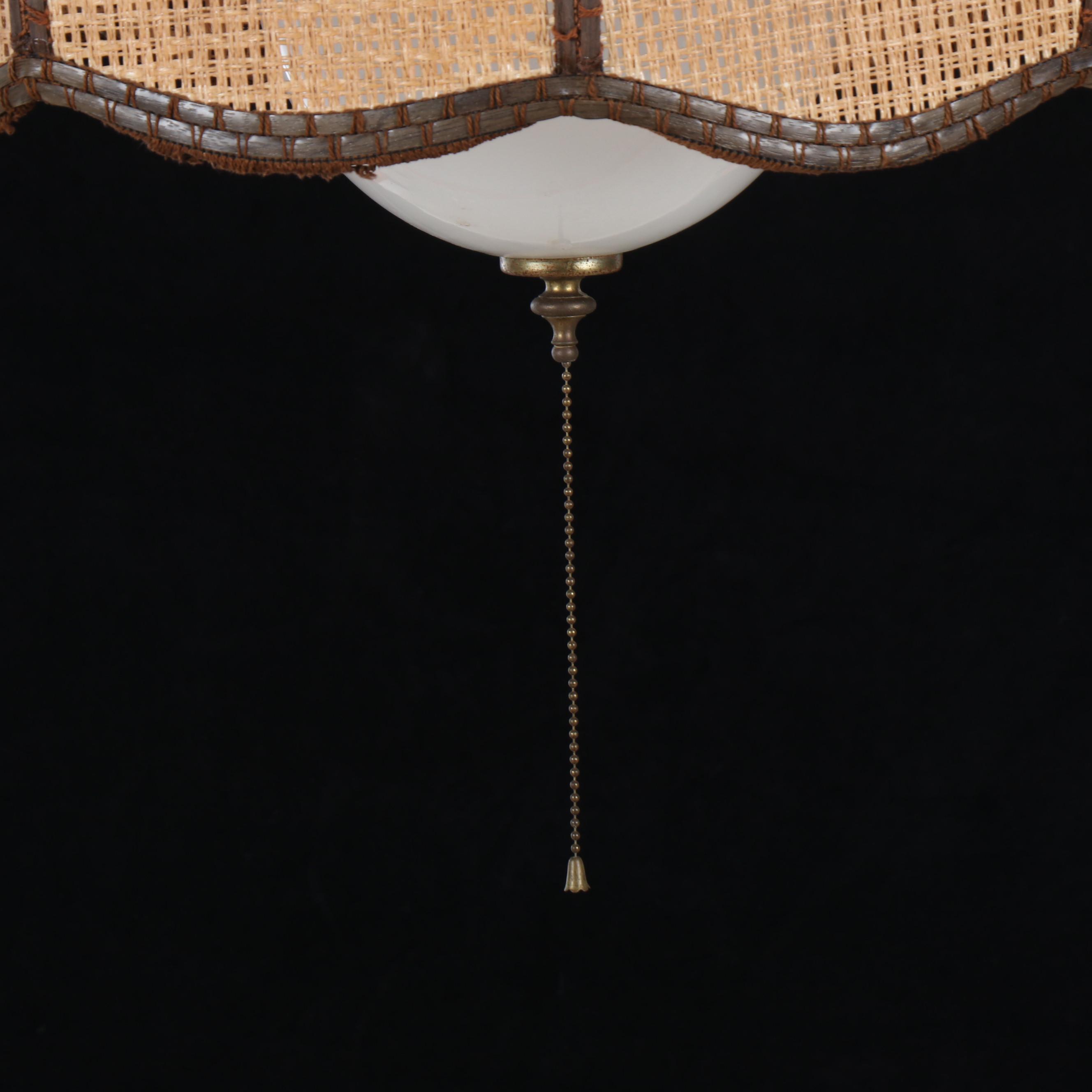 Woven Cane Pendant Light Fixture