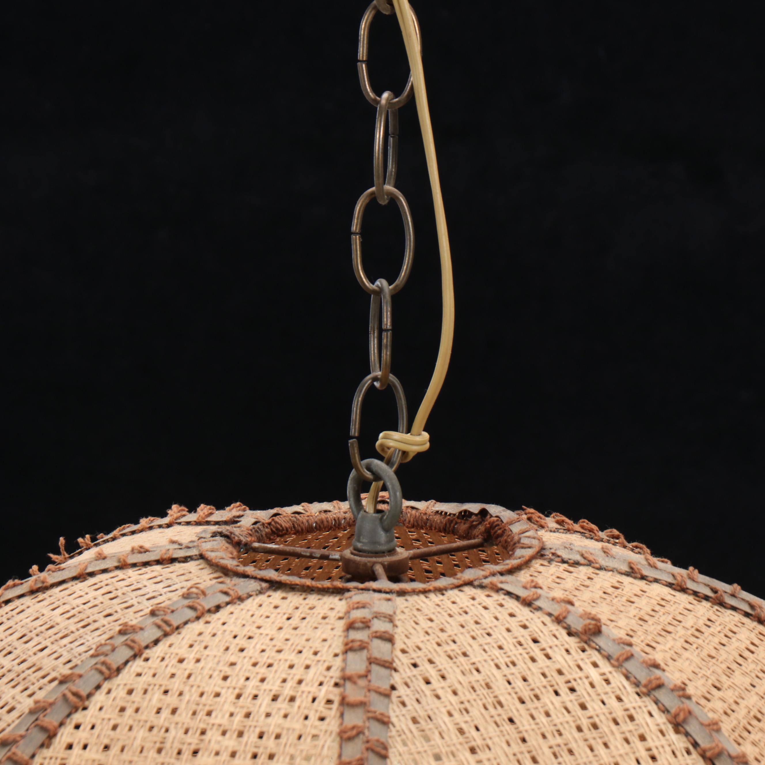 Woven Cane Pendant Light Fixture