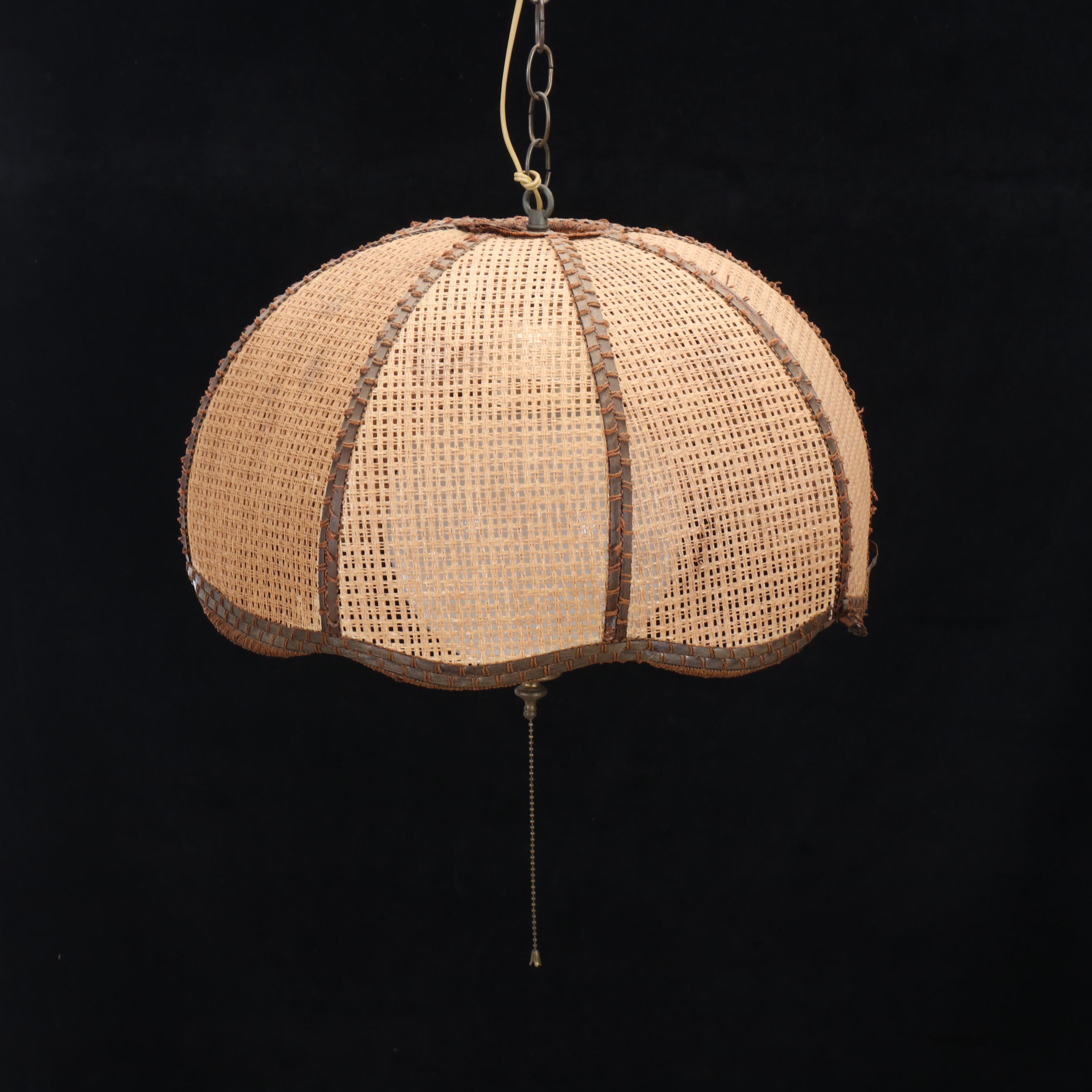 Woven Cane Pendant Light Fixture