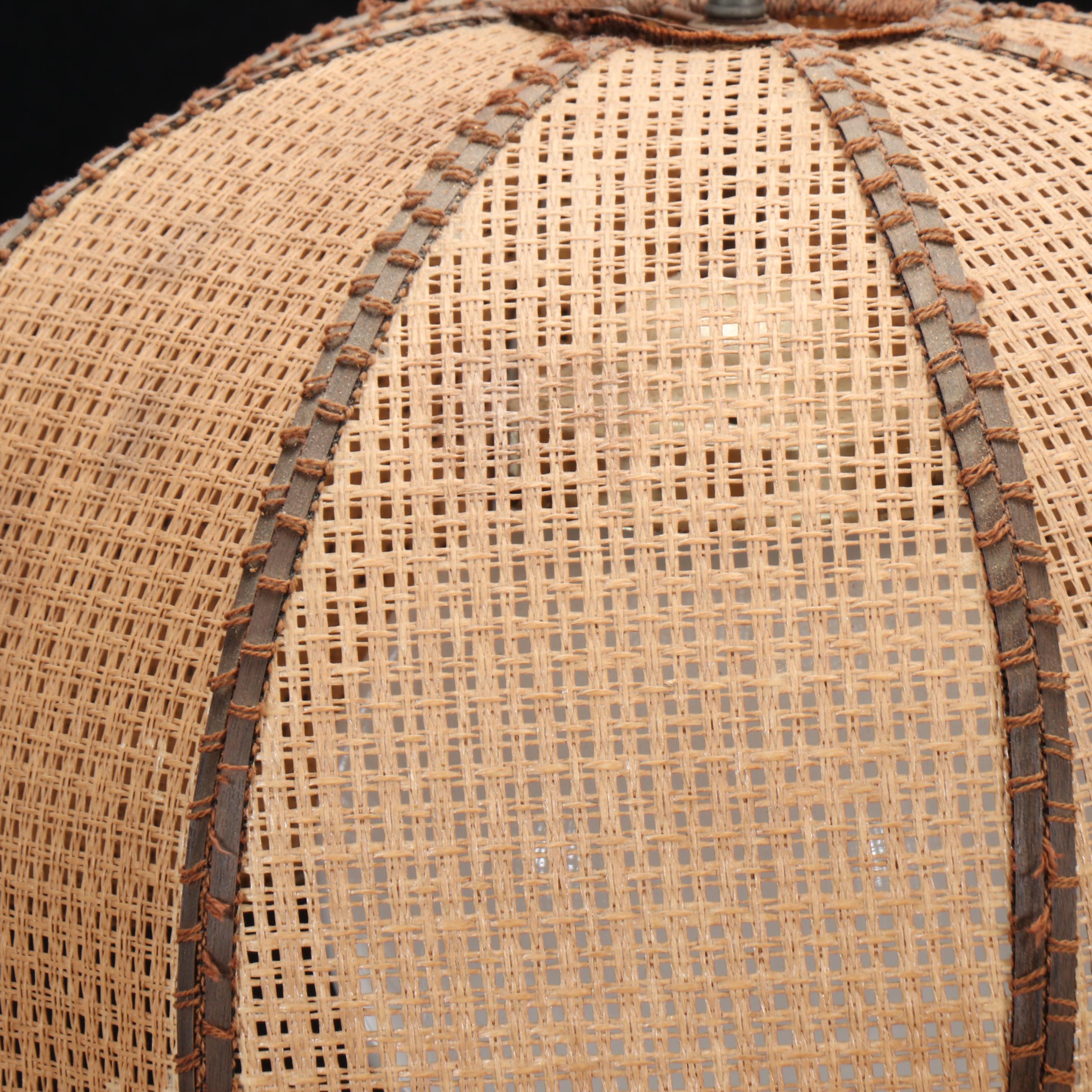 Woven Cane Pendant Light Fixture