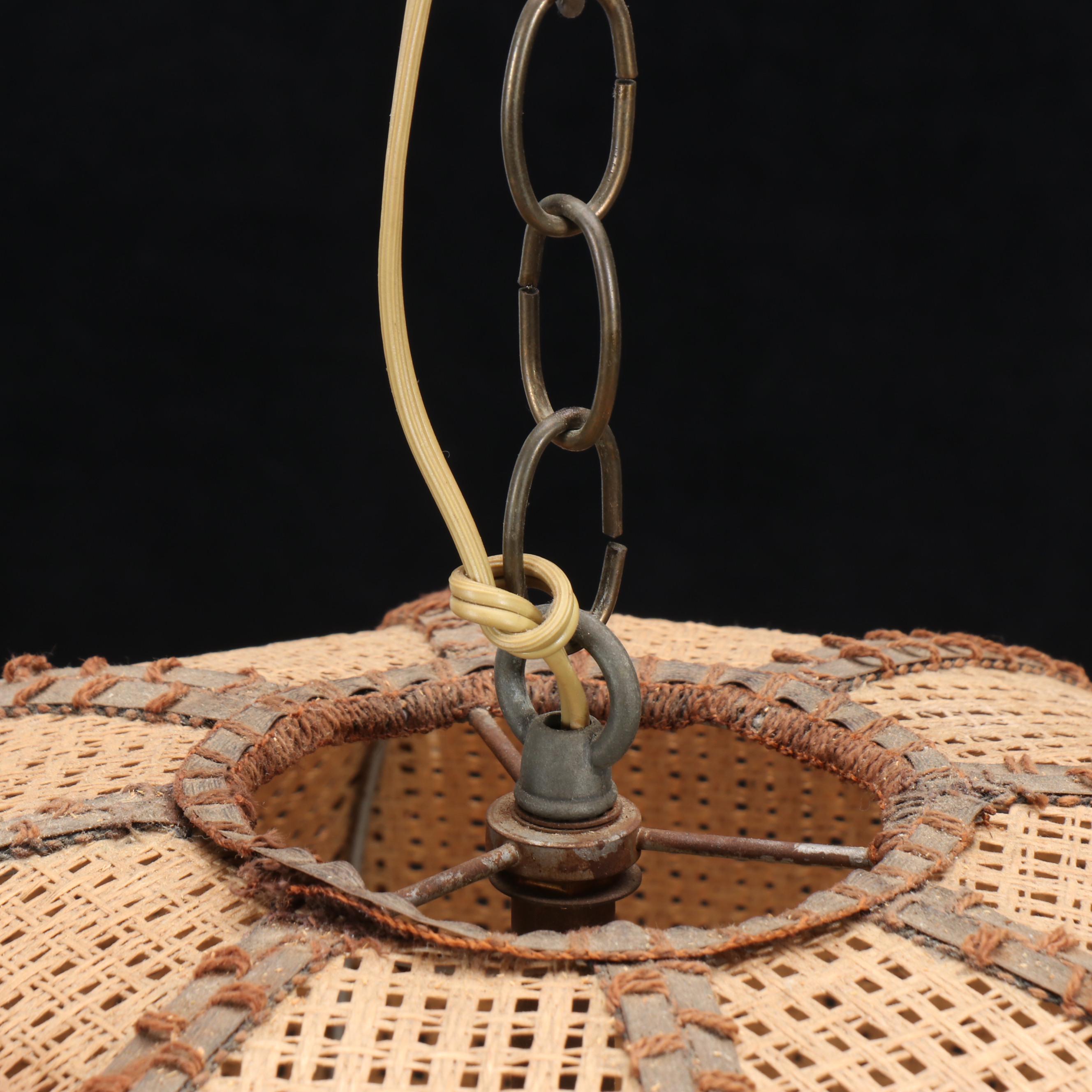 Woven Cane Pendant Light Fixture