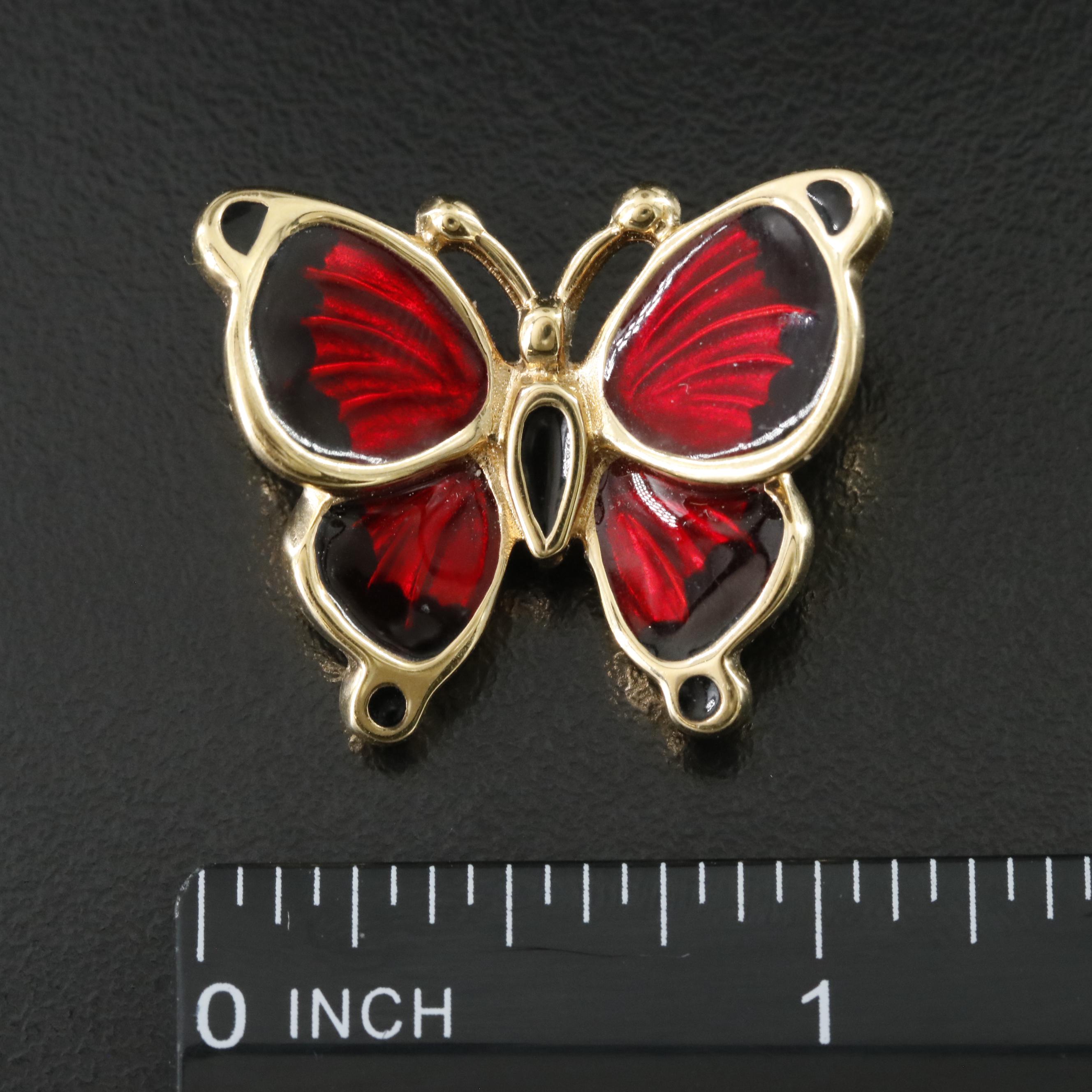 14K Electroformed Enamel Butterfly Pin
