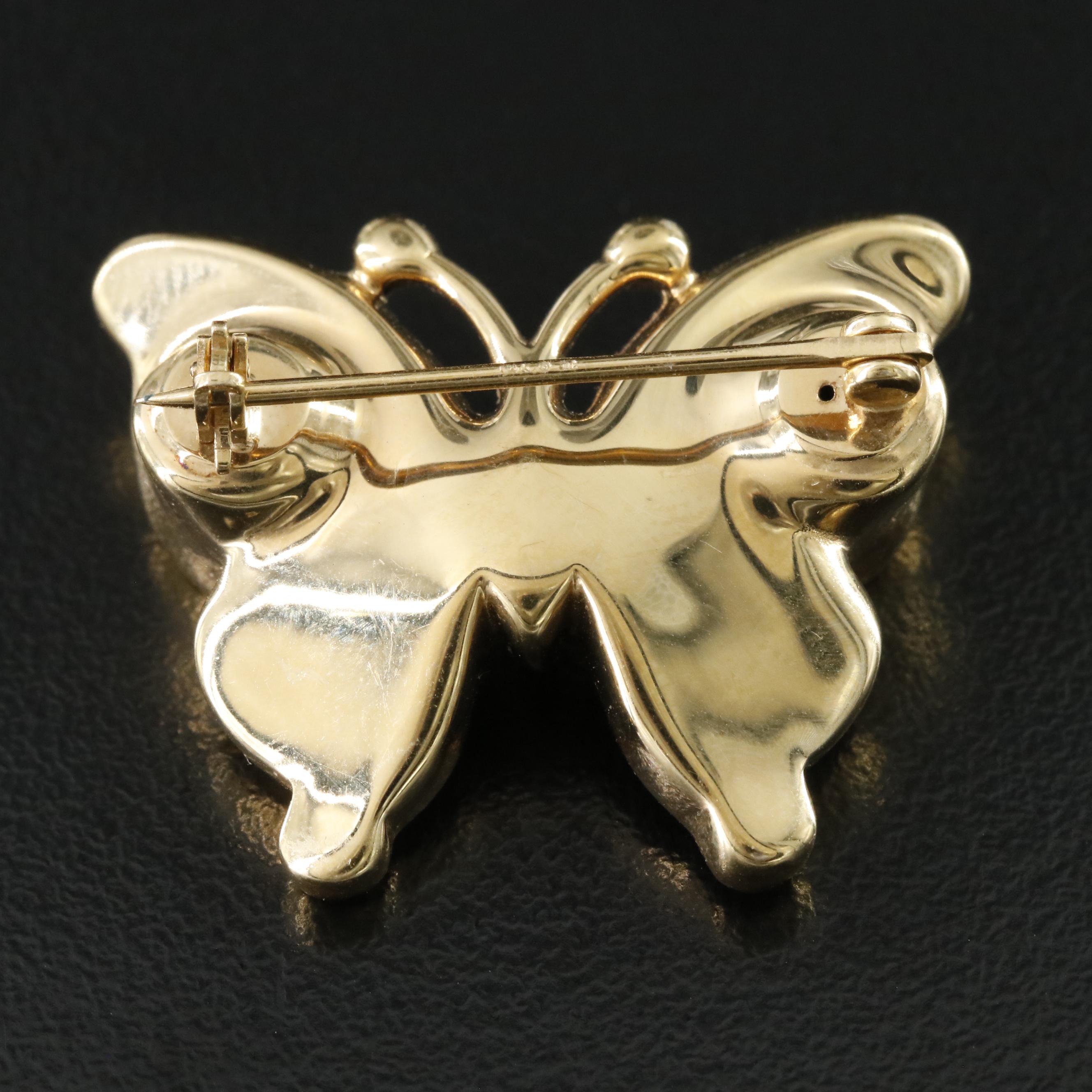 14K Electroformed Enamel Butterfly Pin