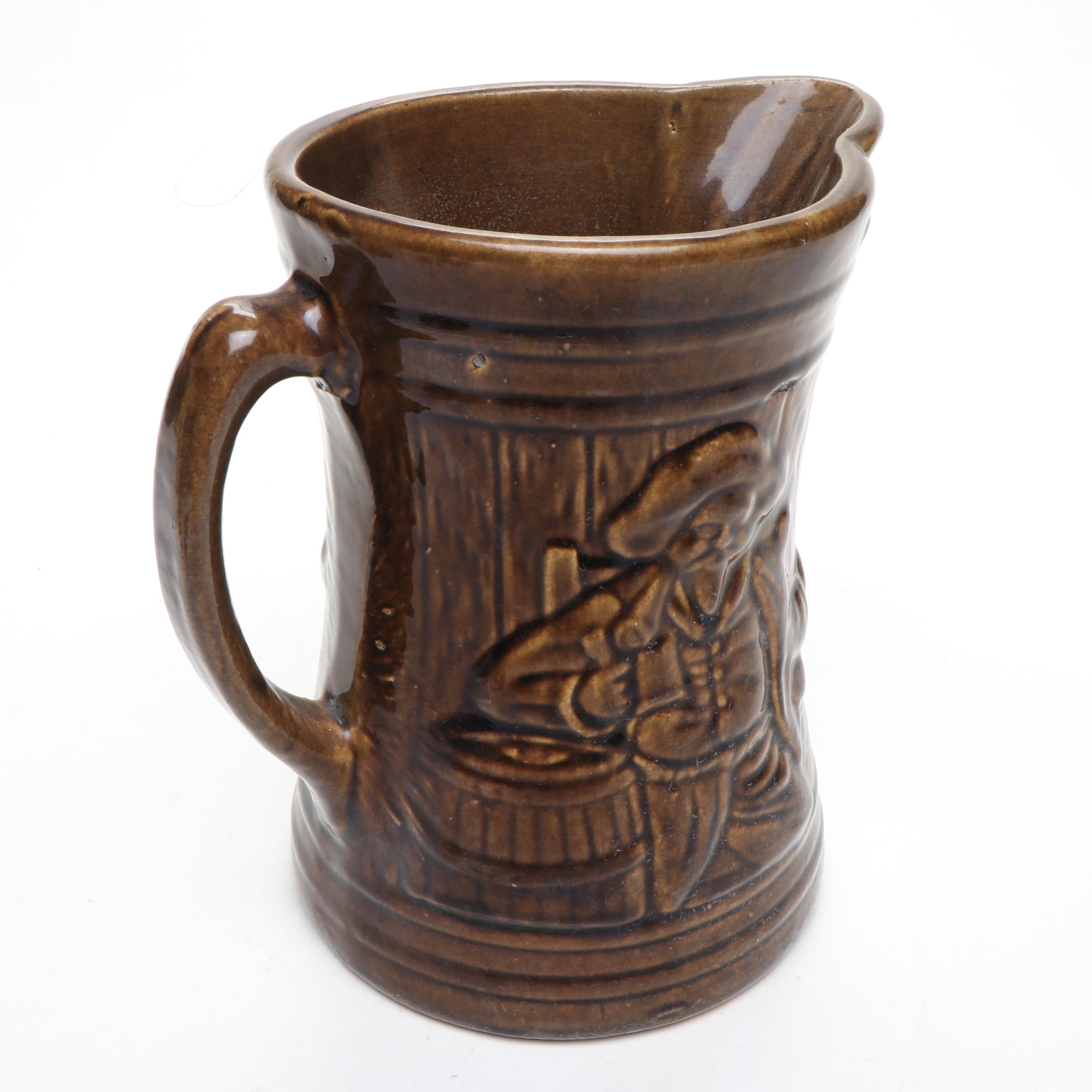 Nelson McCoy Pottery with Hull Brownware Tankards and Pitcher