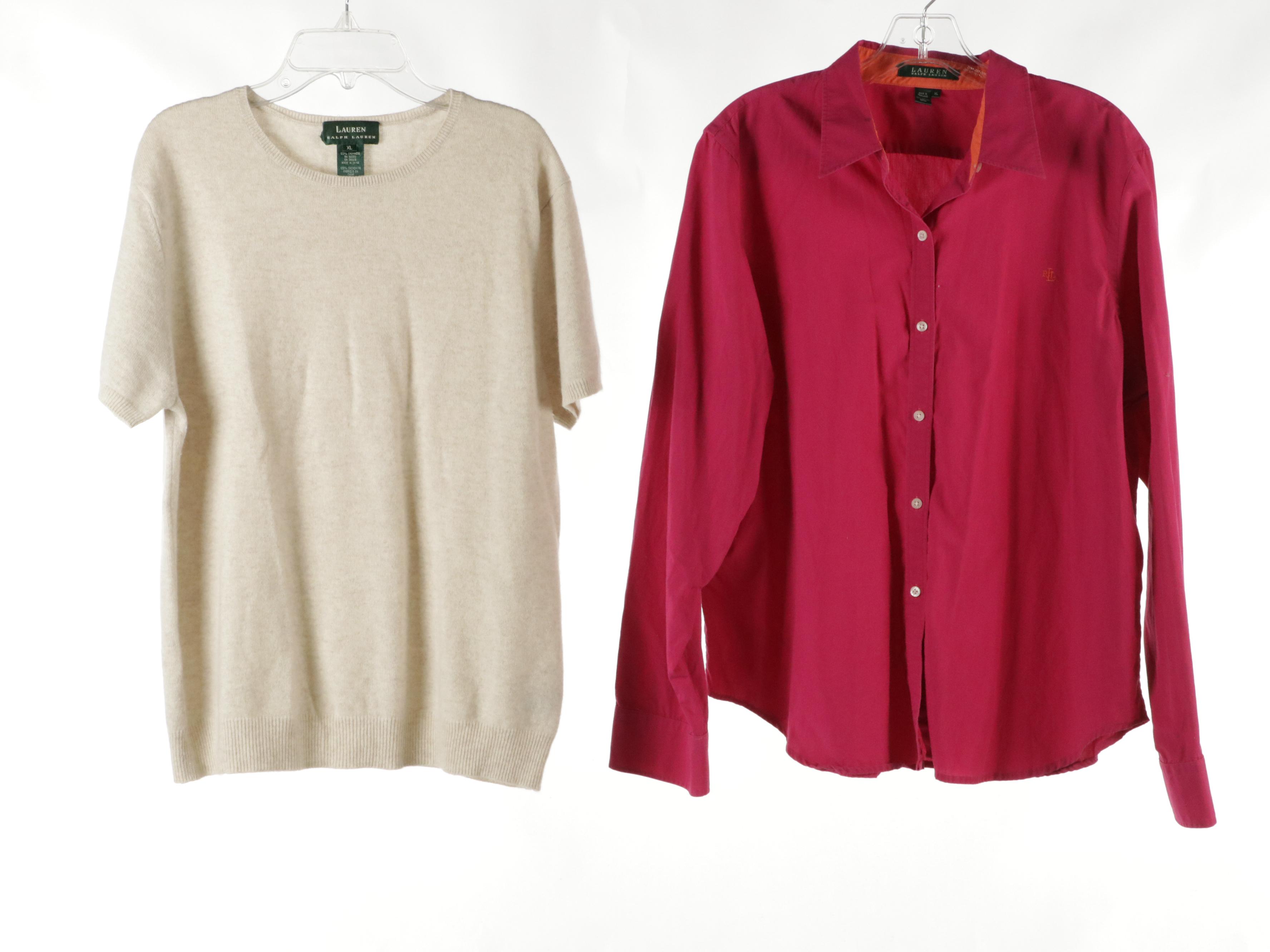Lauren Ralph Lauren Cashmere Short Sleeve Top, Long Sleeve Blouses & Turtleneck