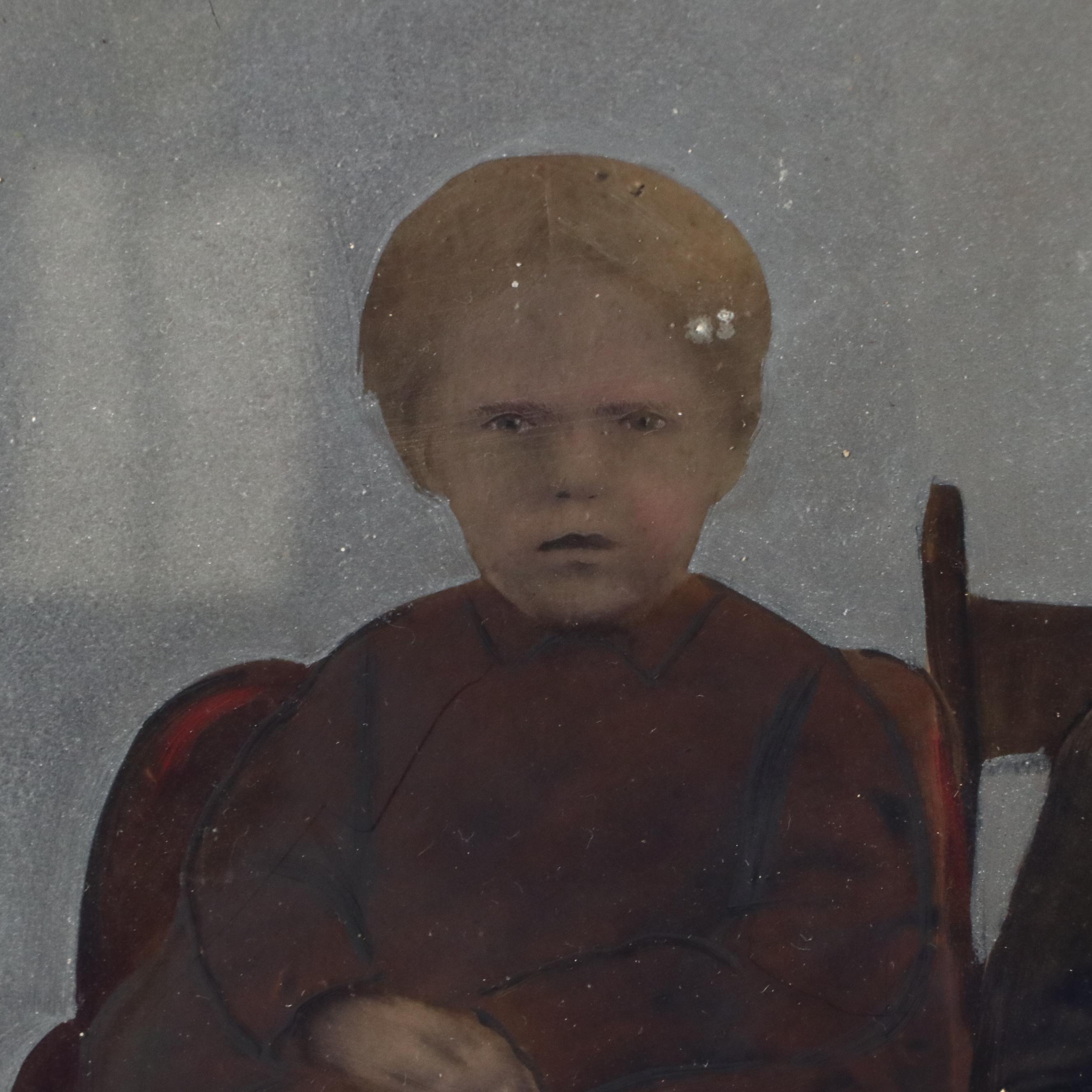 Hand-Painted Portrait Photograph of Two Children, Circa Late 19th Century