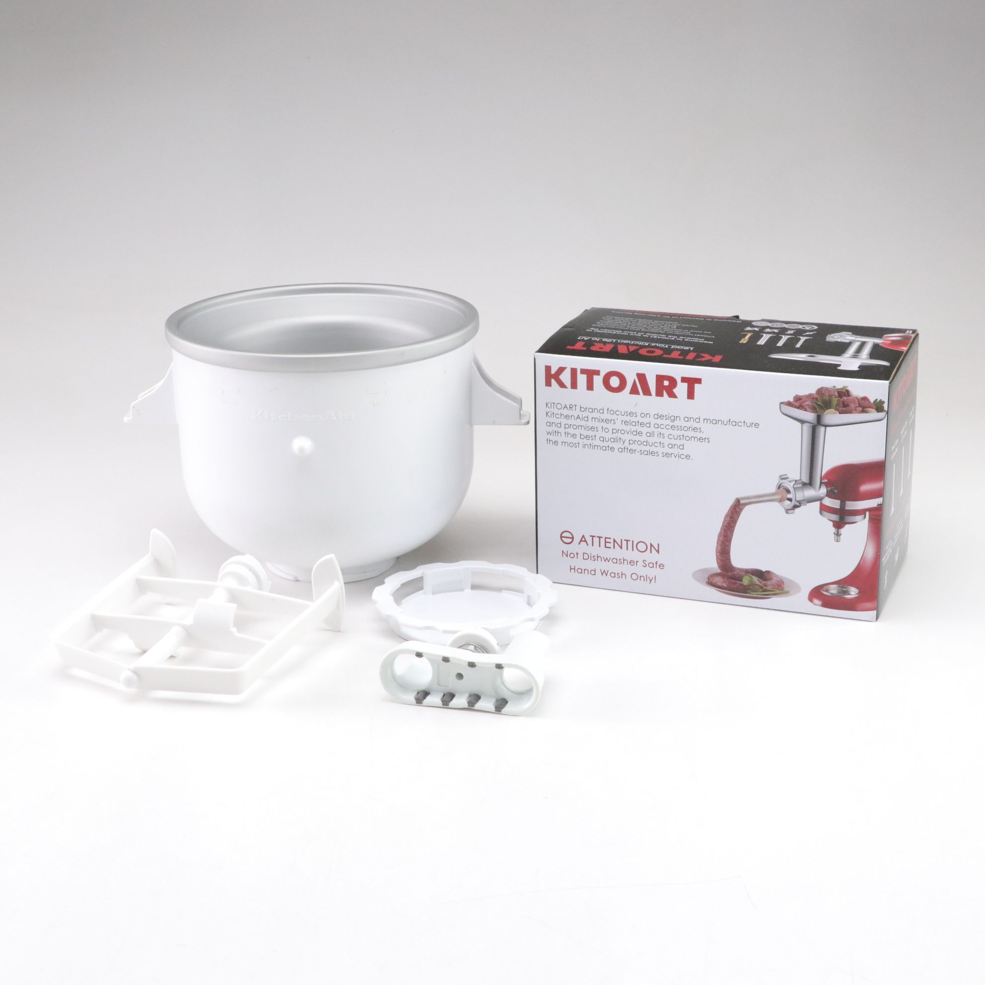 KitchenAid Ice Cream Maker and KitoArt Food Grinder Attachments for Stand Mixer