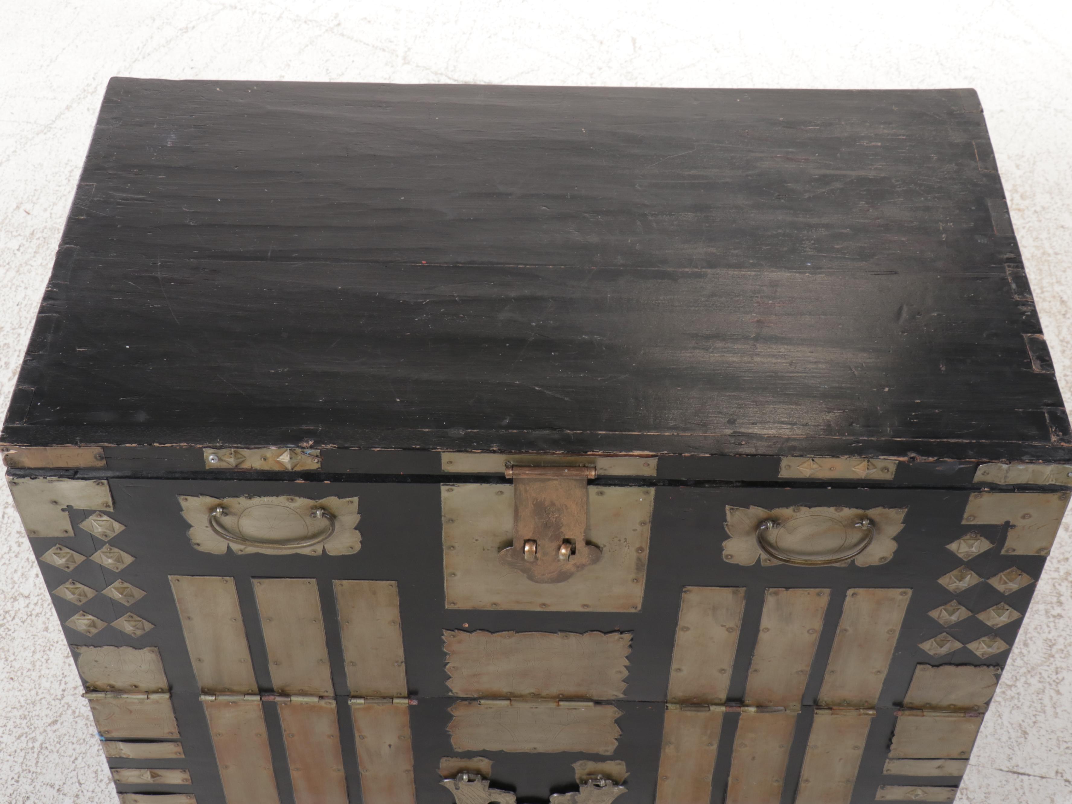 Korean Bandaji Chest with Etched White Brass Adornments