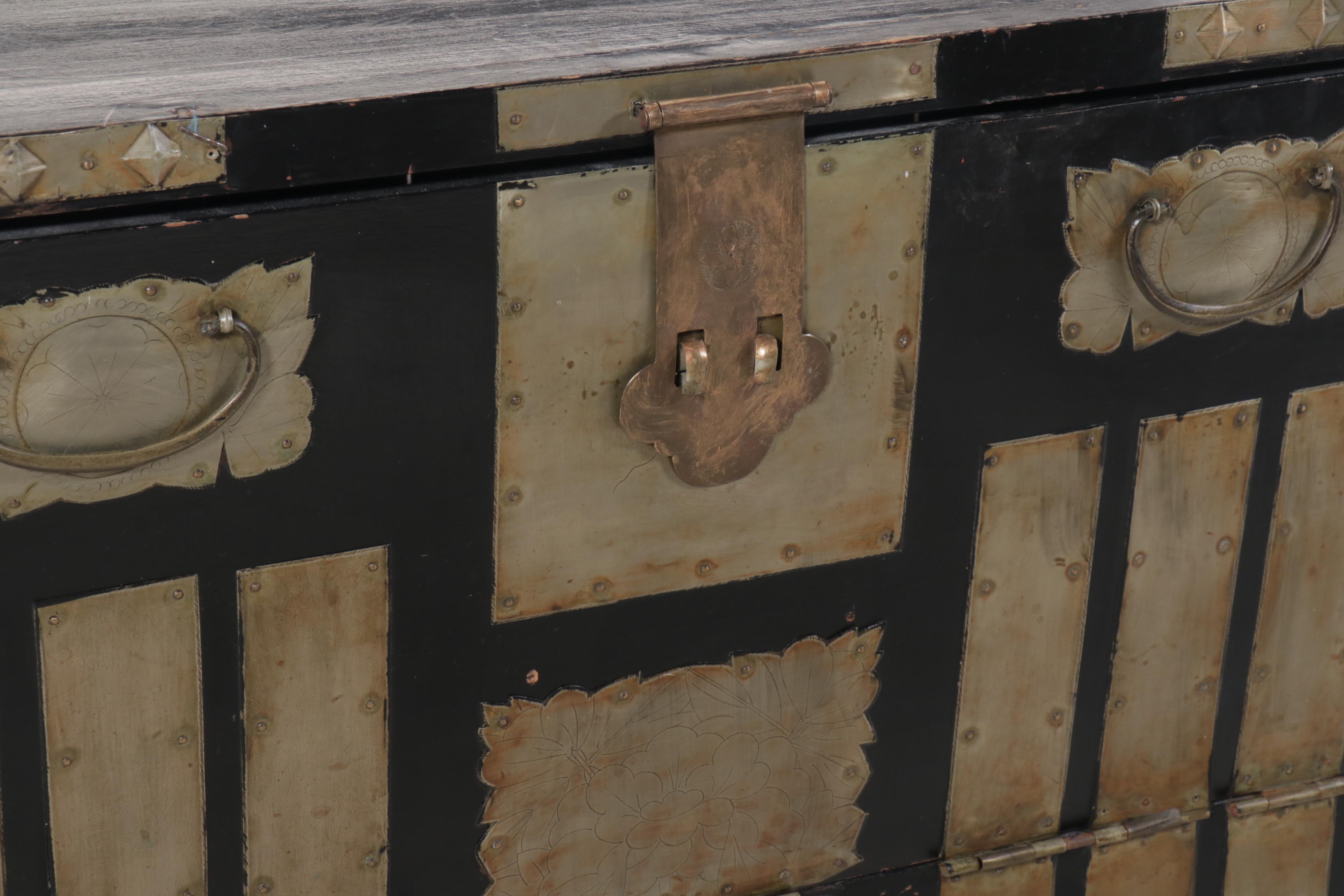 Korean Bandaji Chest with Etched White Brass Adornments