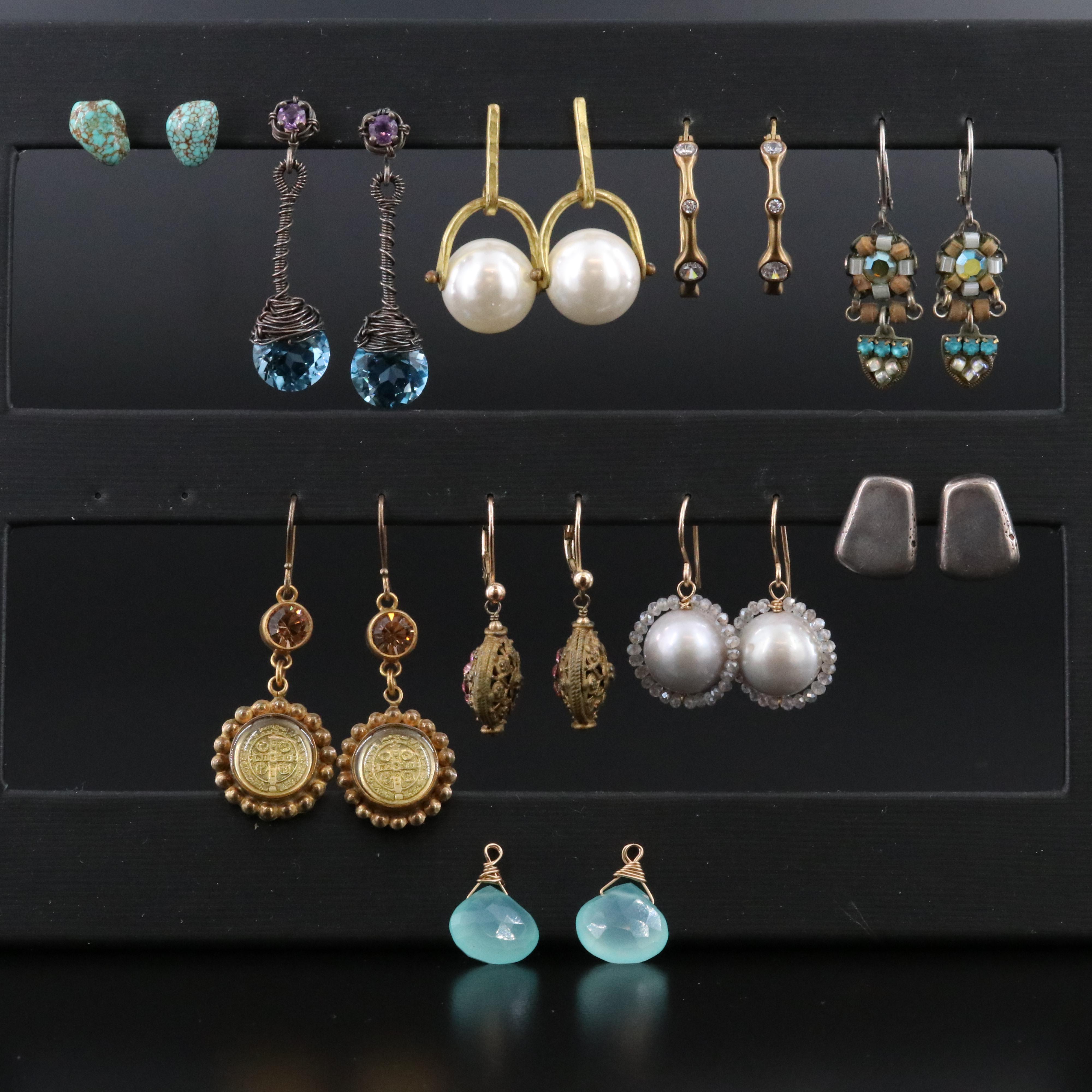 Earring Collection Featuring Sterling, Gold-Filled, Turquoise and Chalcedony