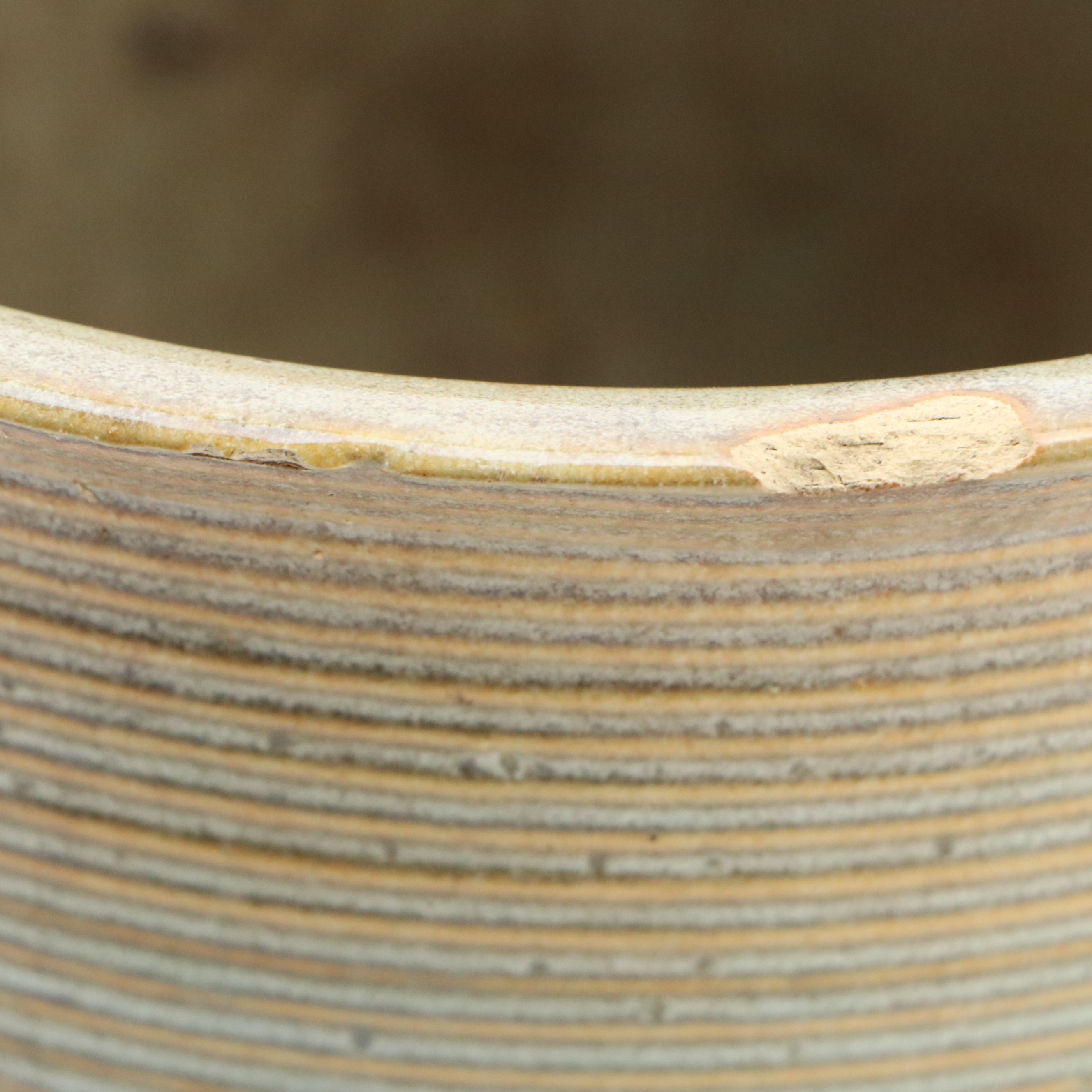 Earthenware Studio Pottery Jardinière with Ribbed Bowls and Other Plates