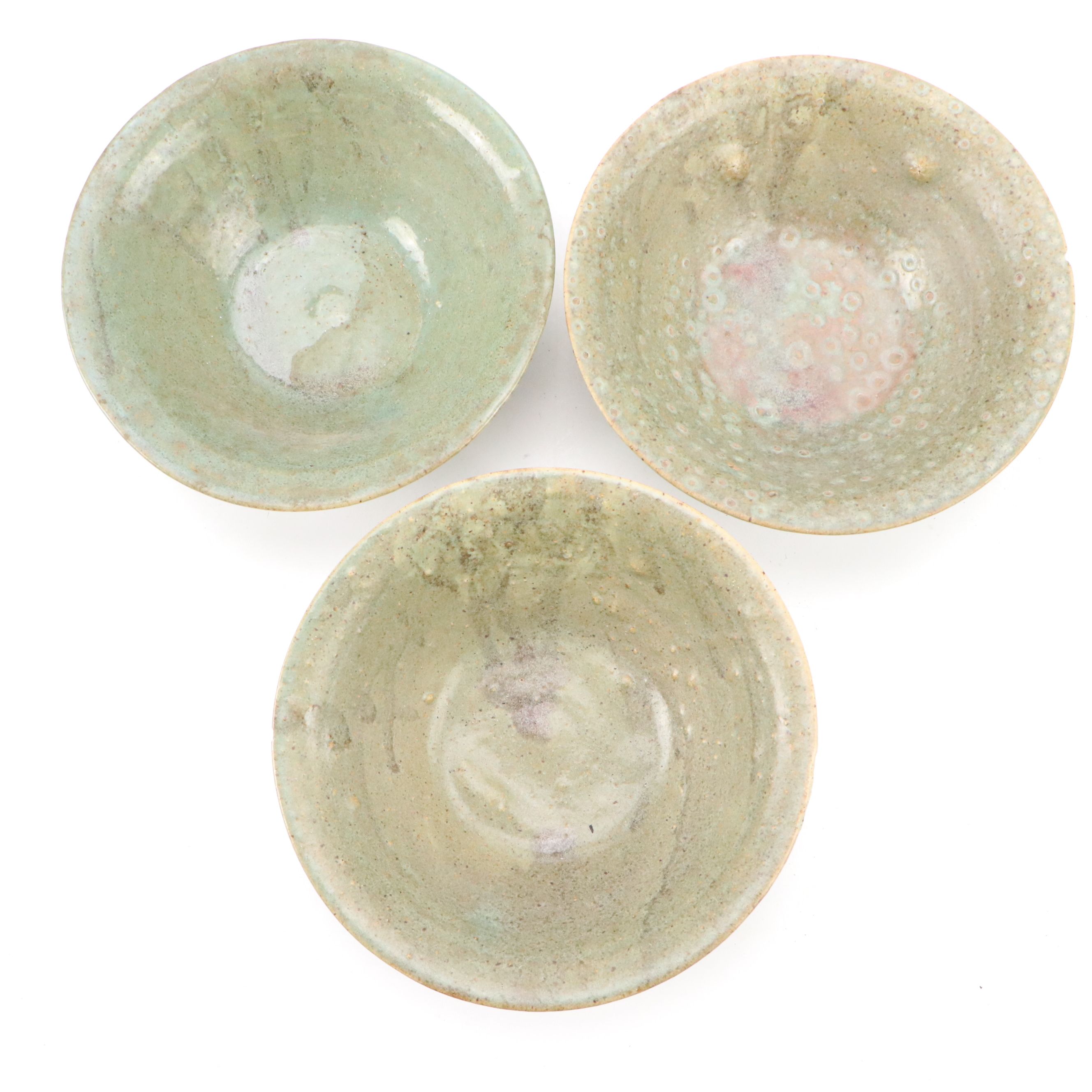 Earthenware Studio Pottery Jardinière with Ribbed Bowls and Other Plates